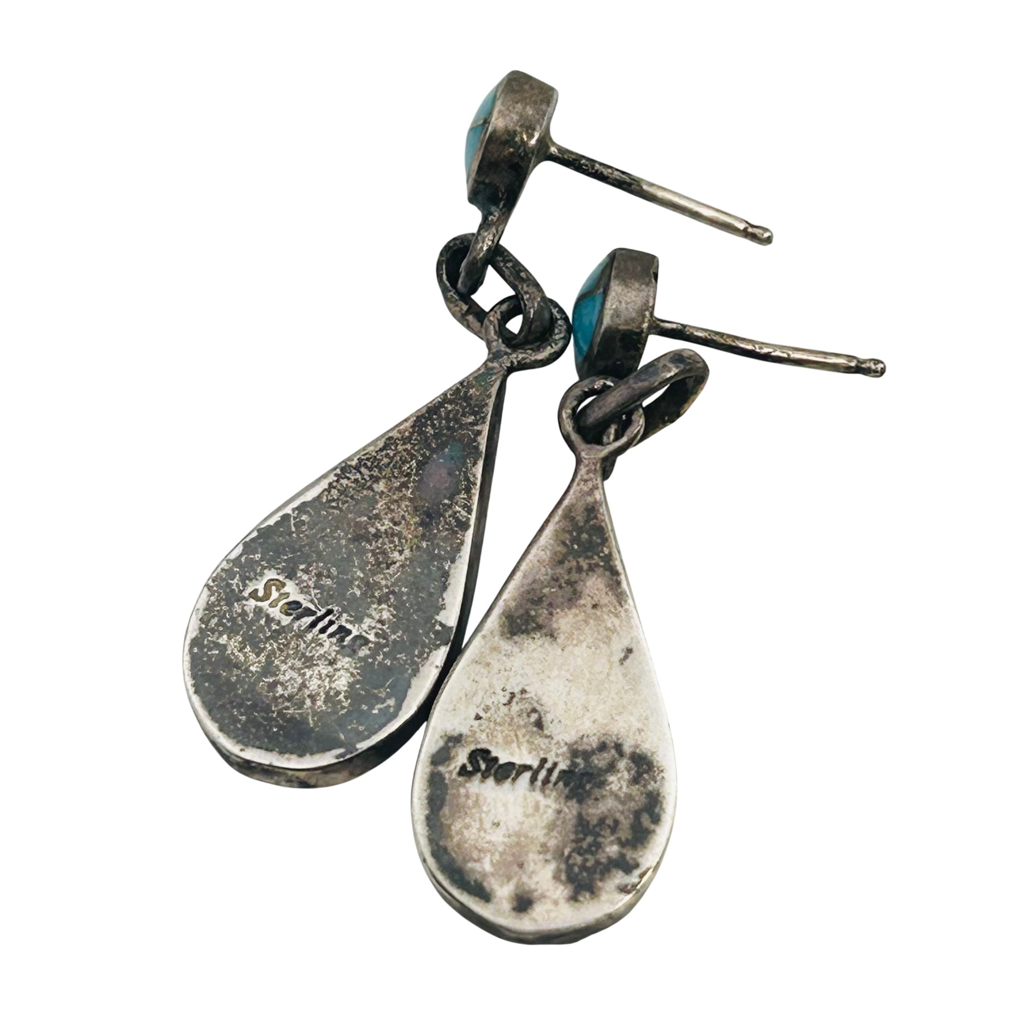 Southwest Sterling Opal Turquoise Earrings
