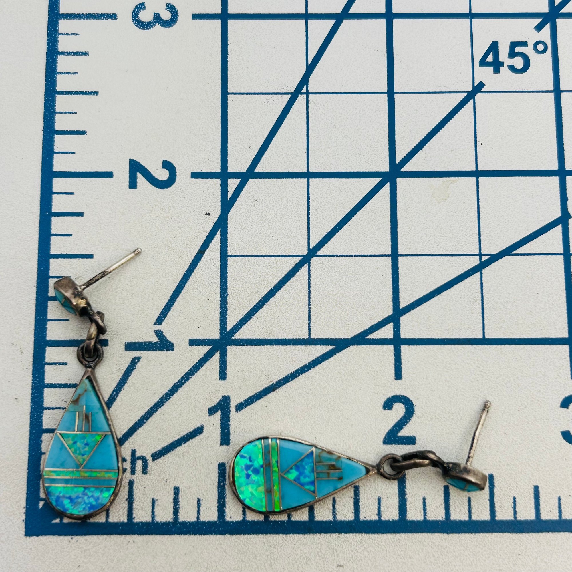 Southwest Sterling Opal Turquoise Earrings