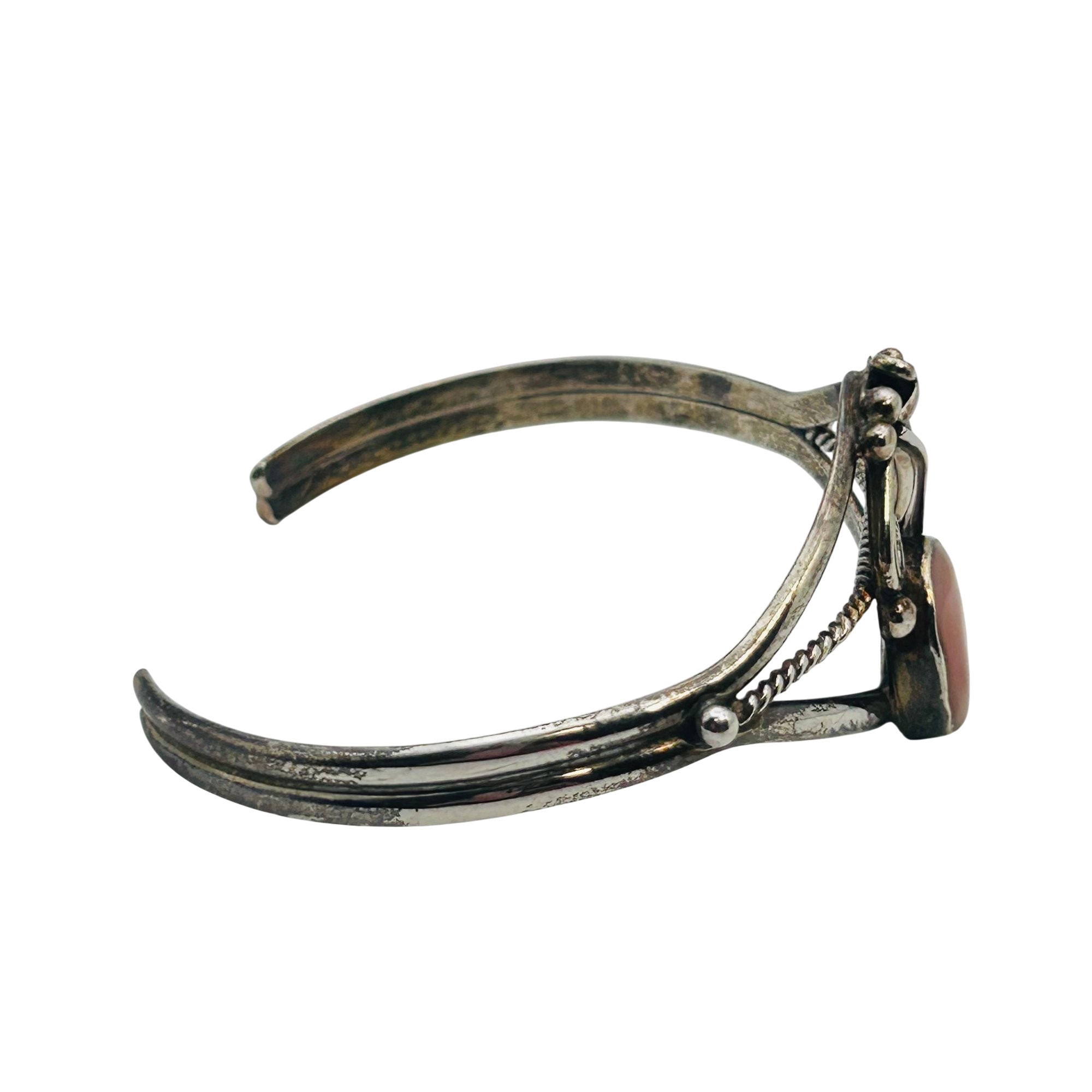 Navajo Sterling Mother Of Pearl Cuff Bracelet