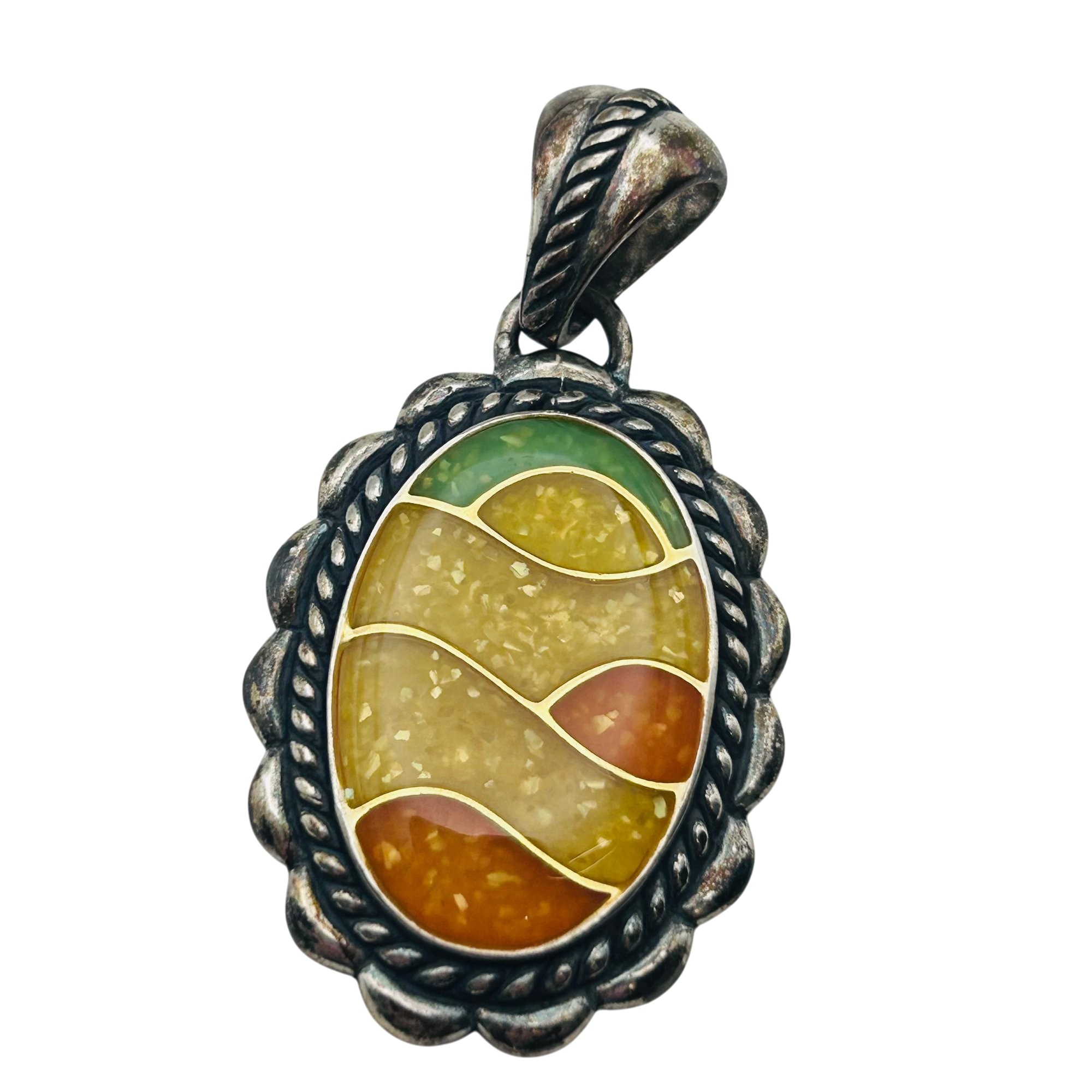 Carolyn Pollack Sterling Sunrise Inlay Stone Pendant