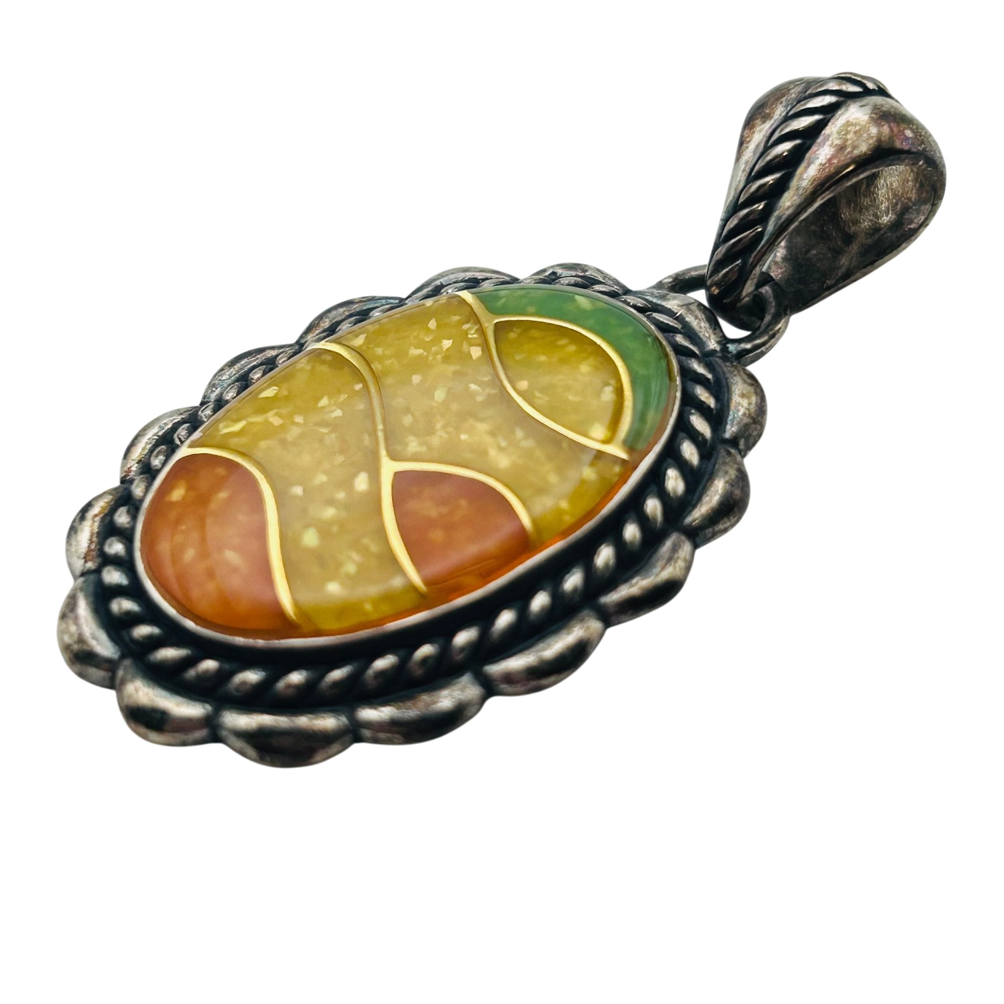 Carolyn Pollack Sterling Sunrise Inlay Stone Pendant