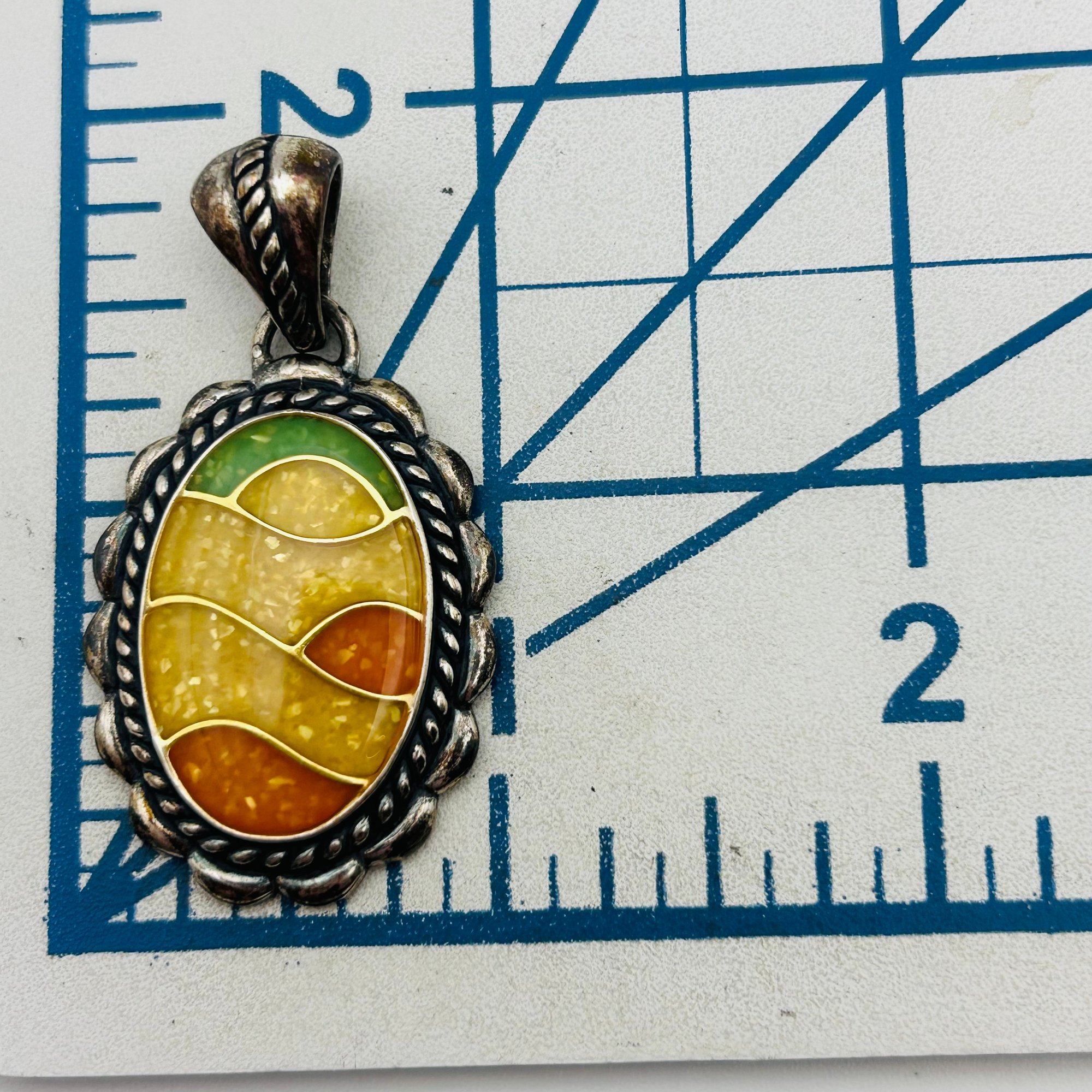 Carolyn Pollack Sterling Sunrise Inlay Stone Pendant