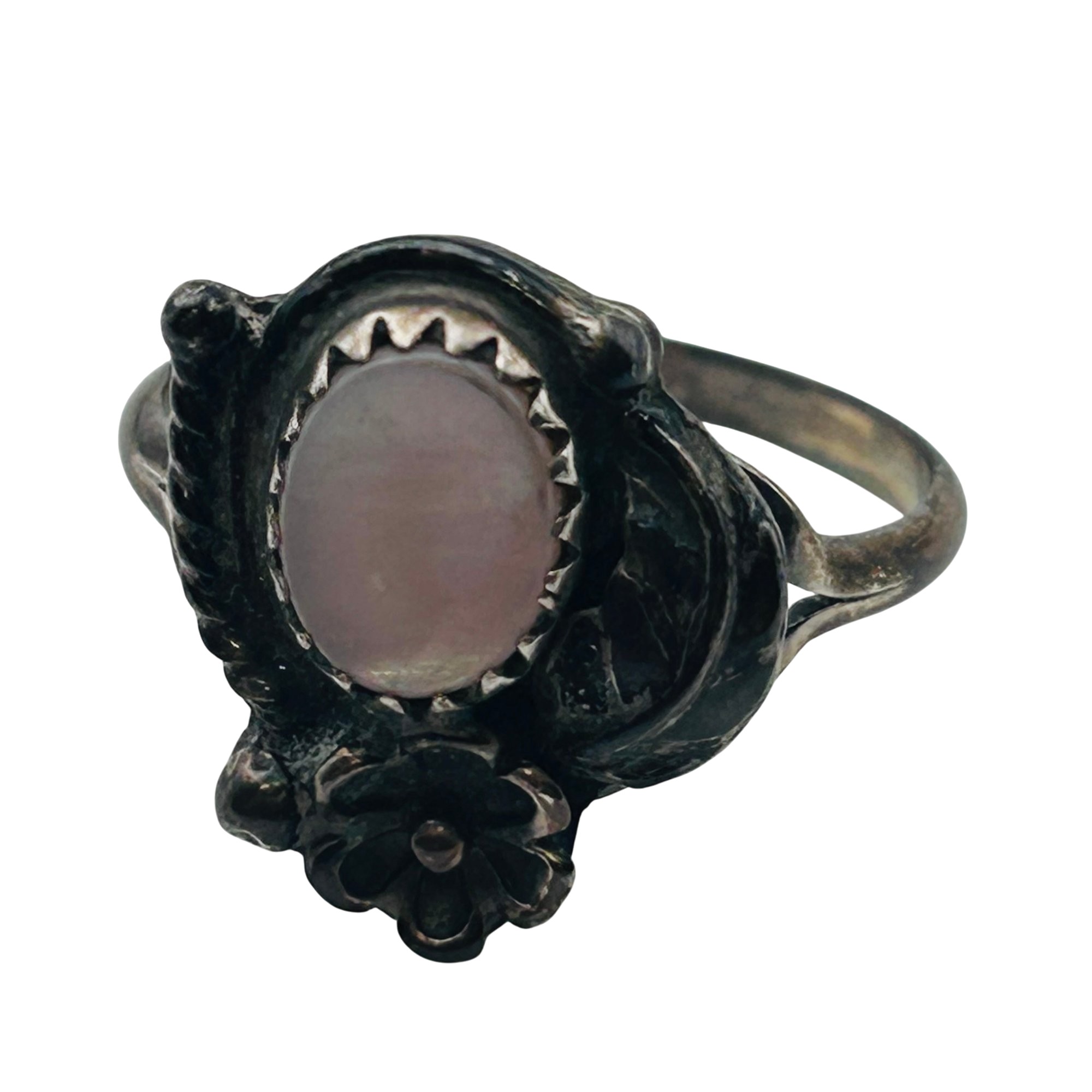 Signed Navajo Sterling Mother Of Pearl Ring Sz 7