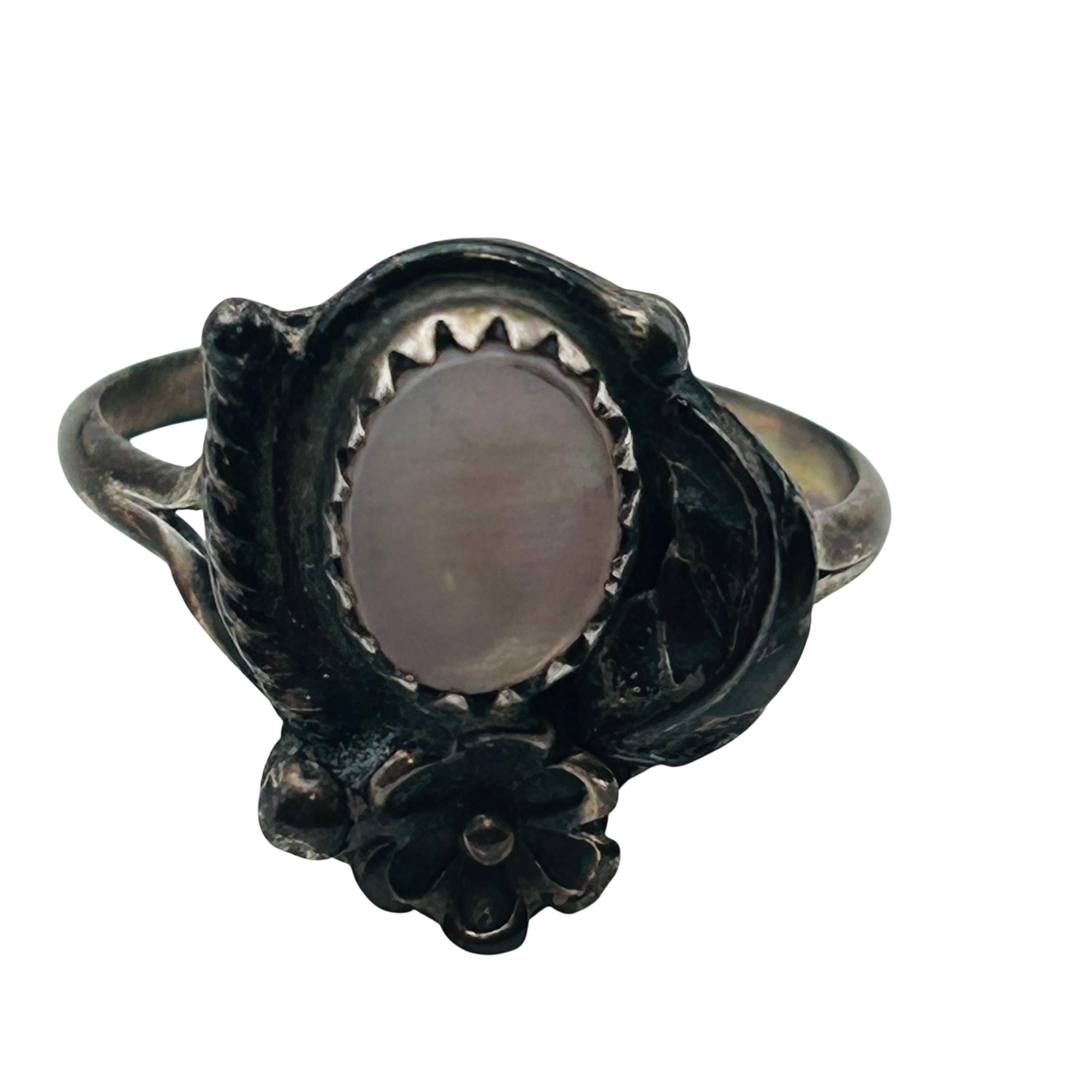 Signed Navajo Sterling Mother Of Pearl Ring Sz 7