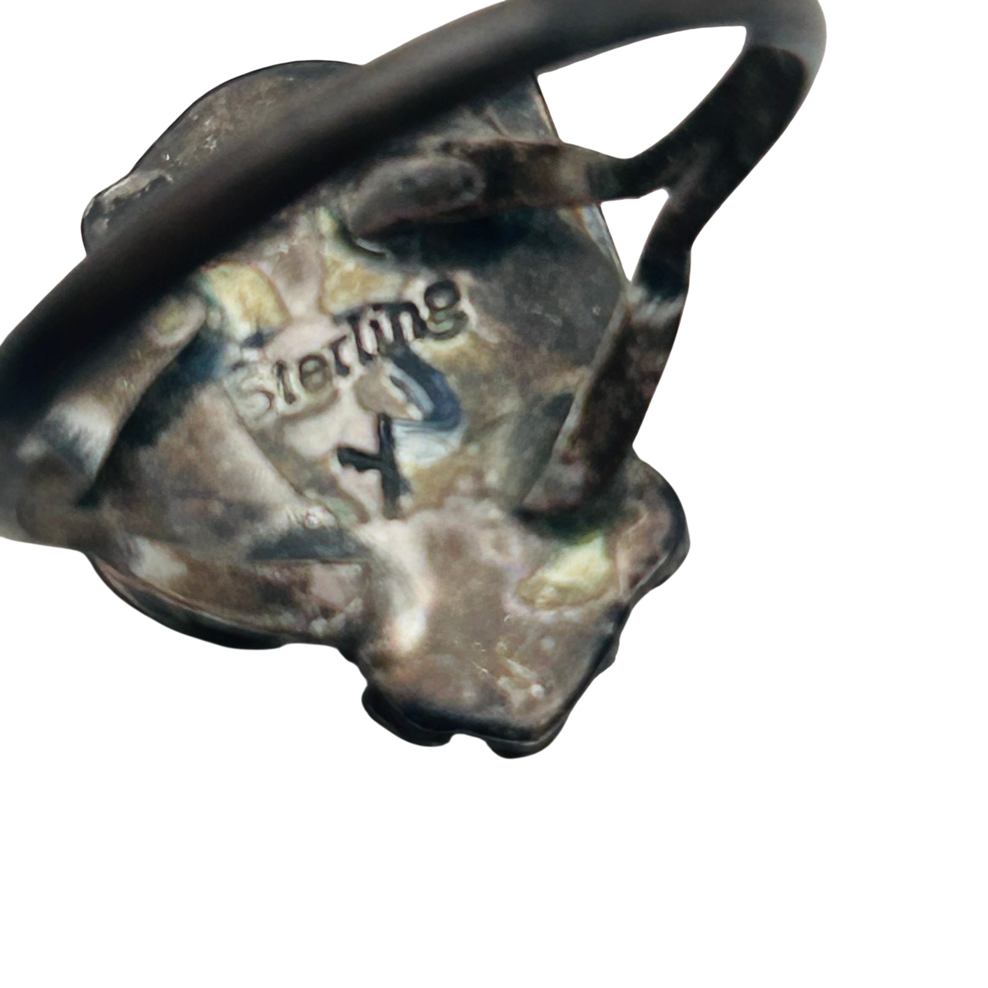 Signed Navajo Sterling Mother Of Pearl Ring Sz 7