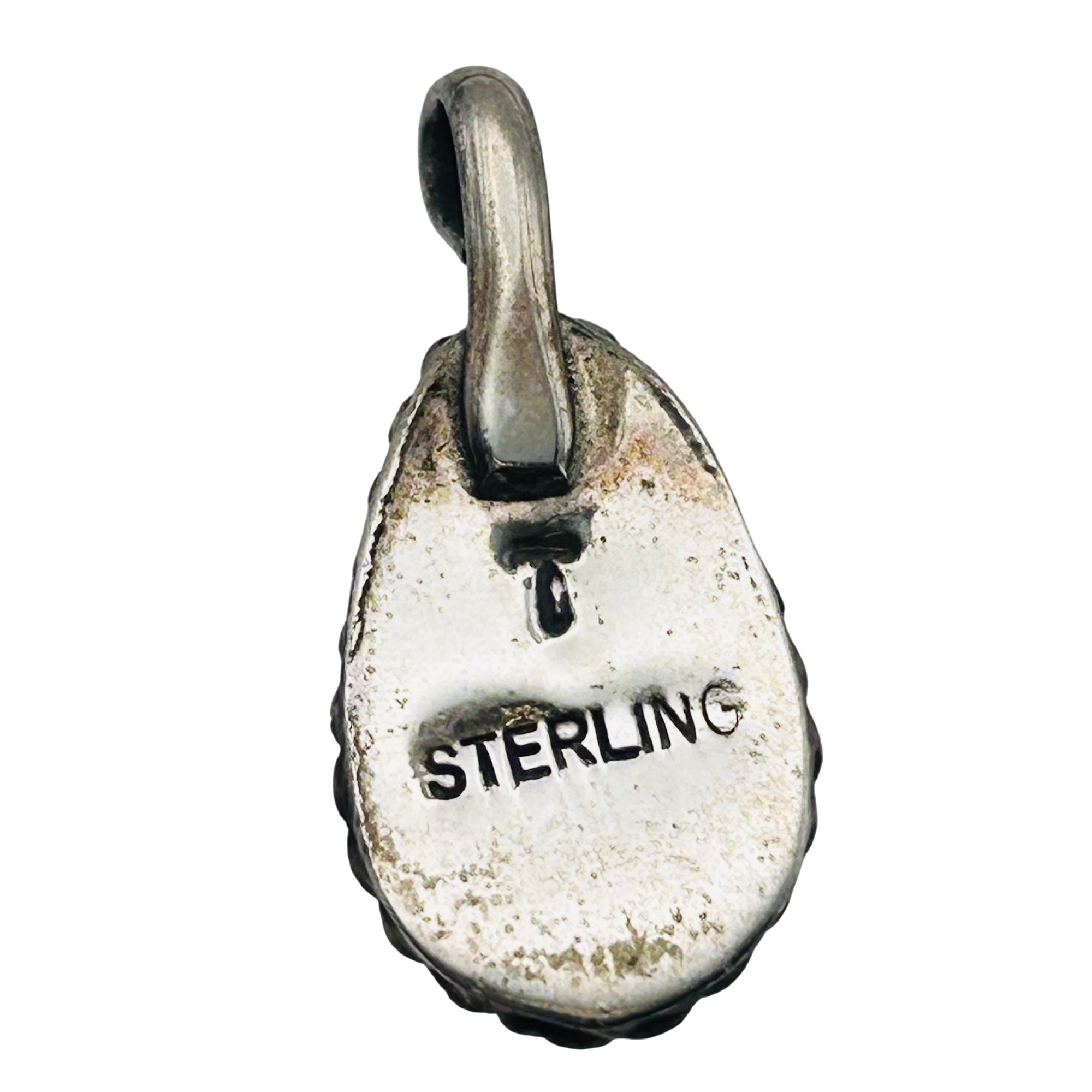 Signed Native Sterling Onyx Pendant