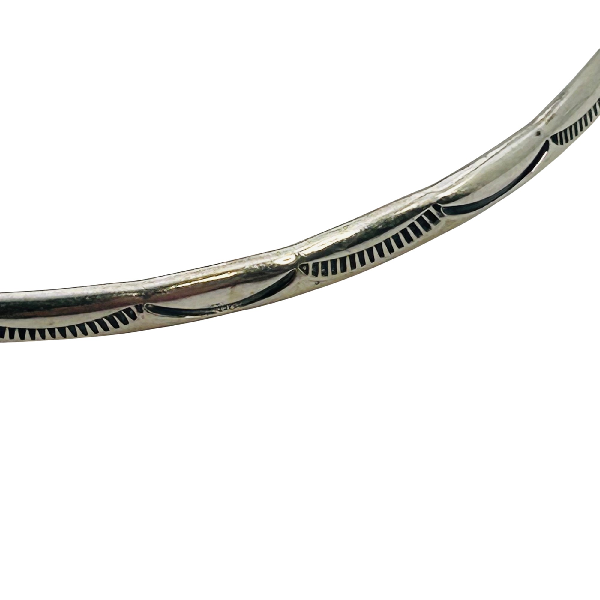 Signed Navajo Sterling Stamped Cuff Bracelet