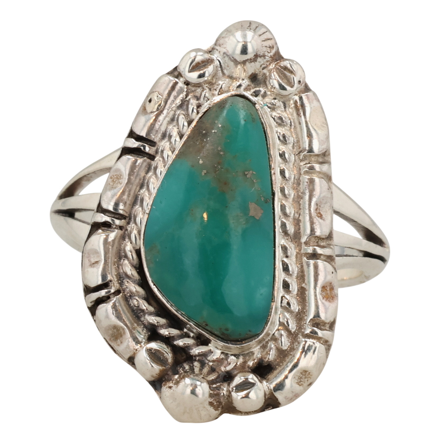 Alice Sanders Navajo Sterling Kingman Turquoise Ring Sz 8