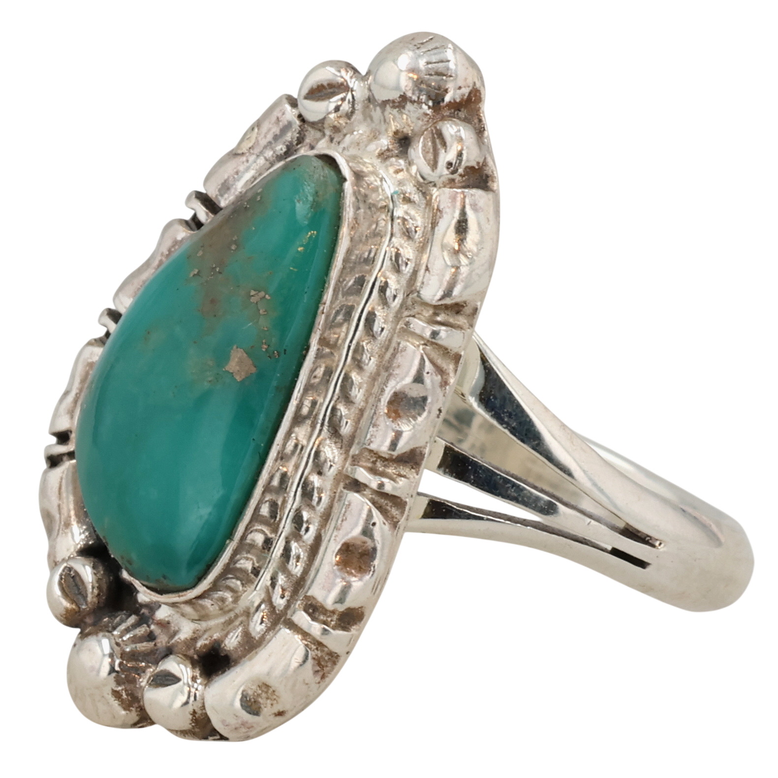 Alice Sanders Navajo Sterling Kingman Turquoise Ring Sz 8