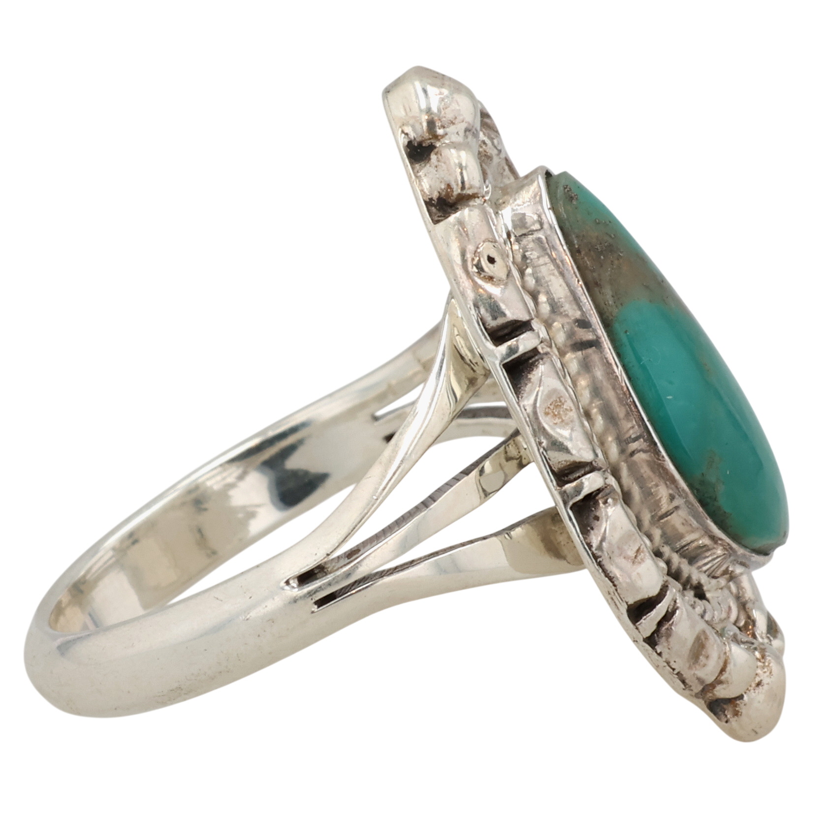 Alice Sanders Navajo Sterling Kingman Turquoise Ring Sz 8