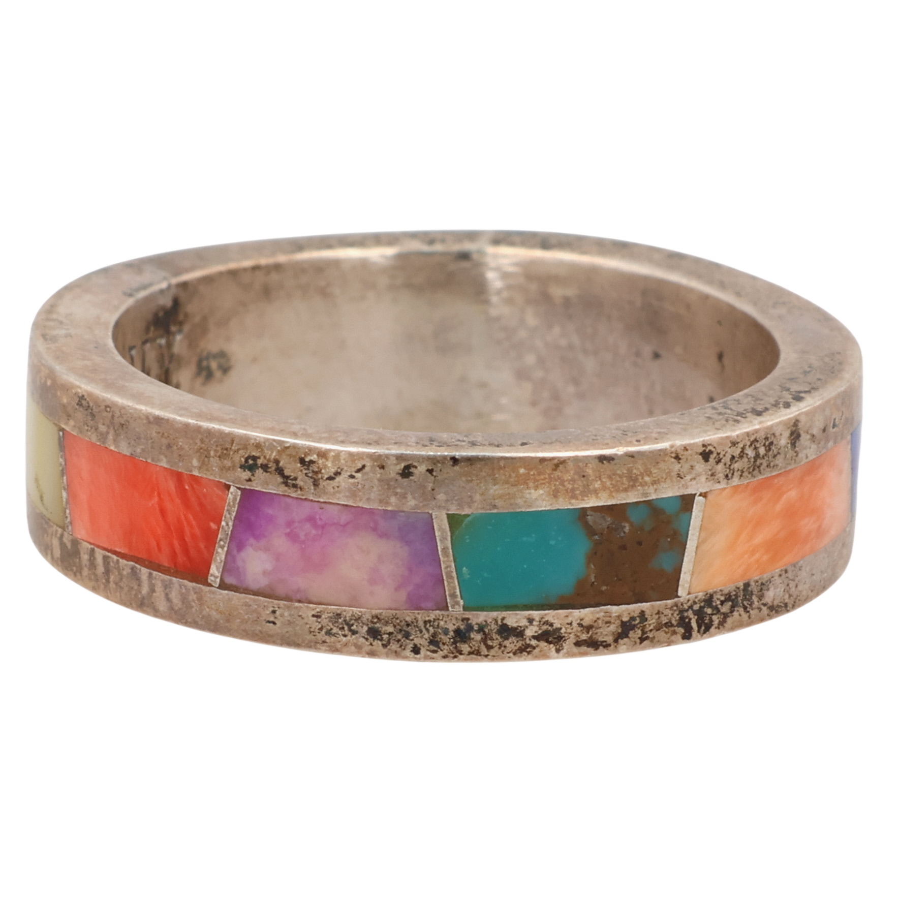 Valerie Yazzie Navajo Sterling Multi-Stone Inlay Ring Sz 6.25