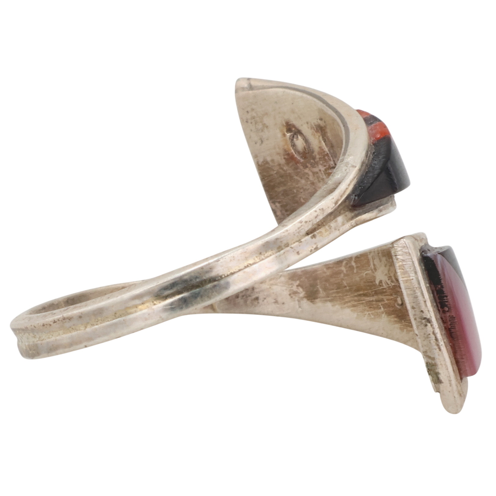Signed Zuni Sterling Multi-Stone Inlay Adjustable Ring
