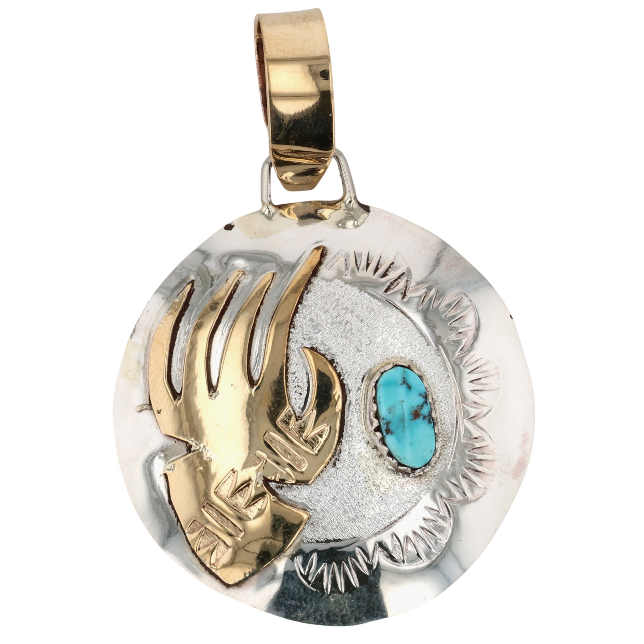 Genevieve Francisco Navajo Sterling Turquoise Bear Paw Pendant