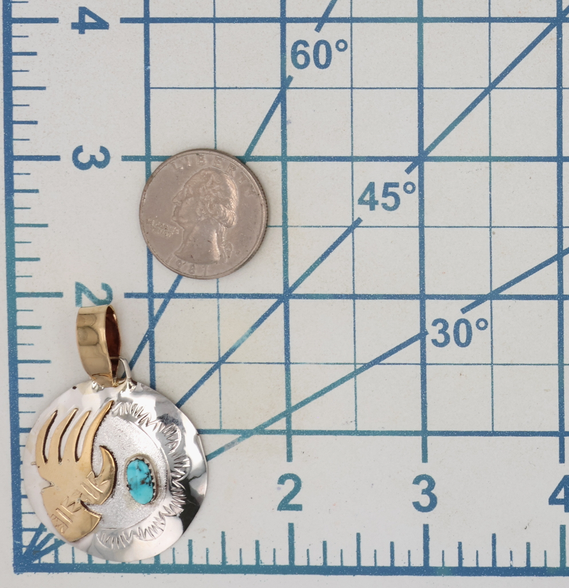 Genevieve Francisco Navajo Sterling Turquoise Bear Paw Pendant