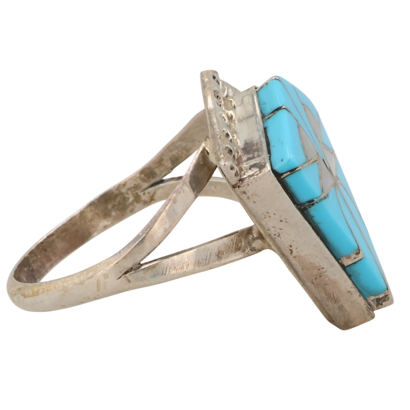 Connie Epaloose Zuni Sterling Multi-Stone Inlay Ring Sz 5.25