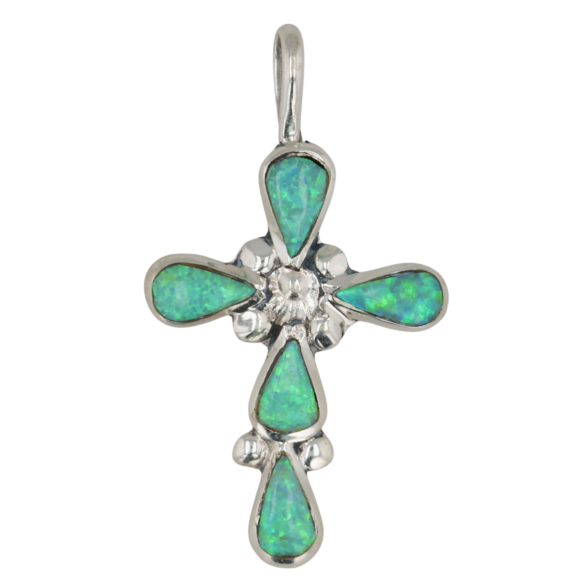 Bryce Vacit Zuni Sterling Opal Cross Pendant