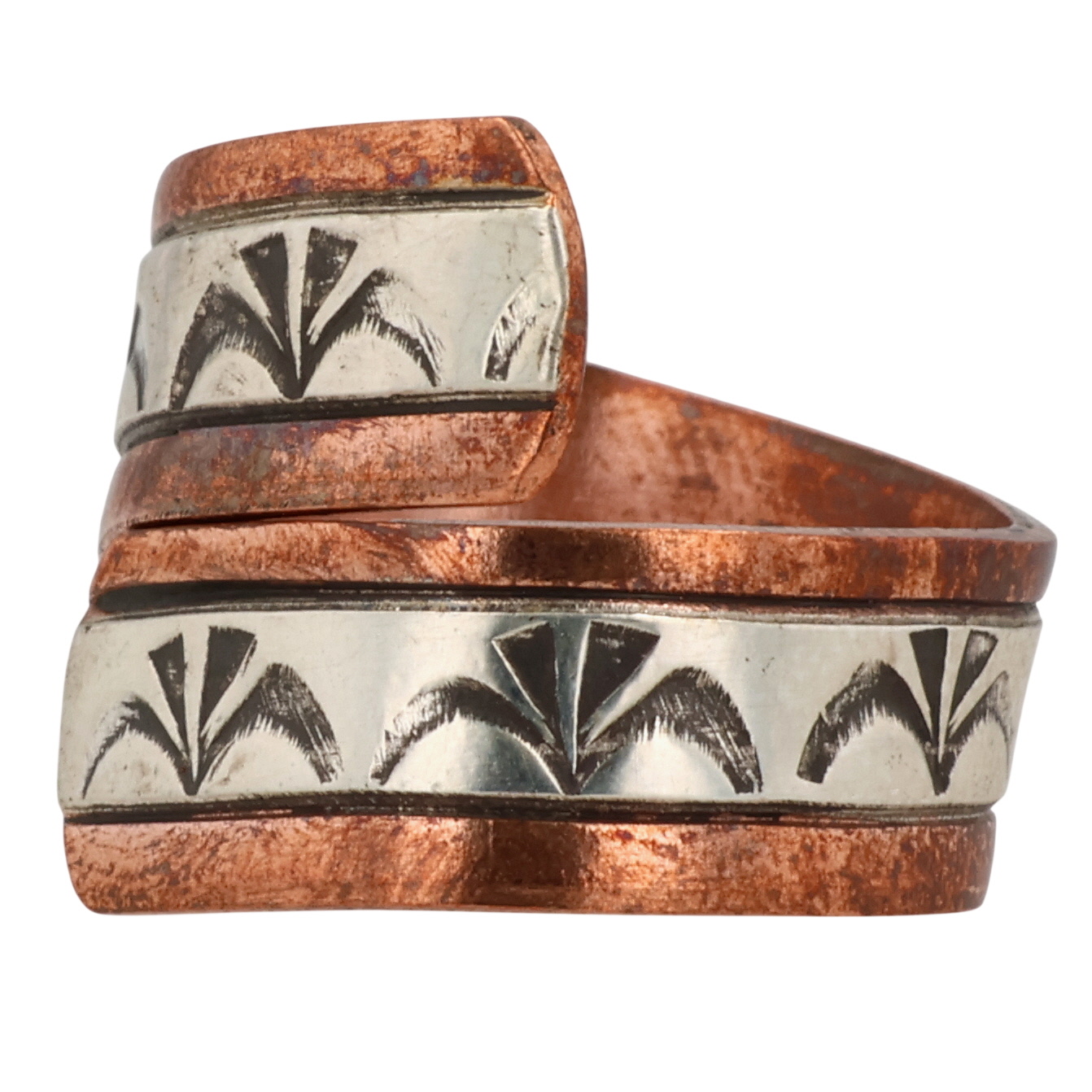 Wylie Secatero Navajo Copper Sterling Stamped Adjustable Ring