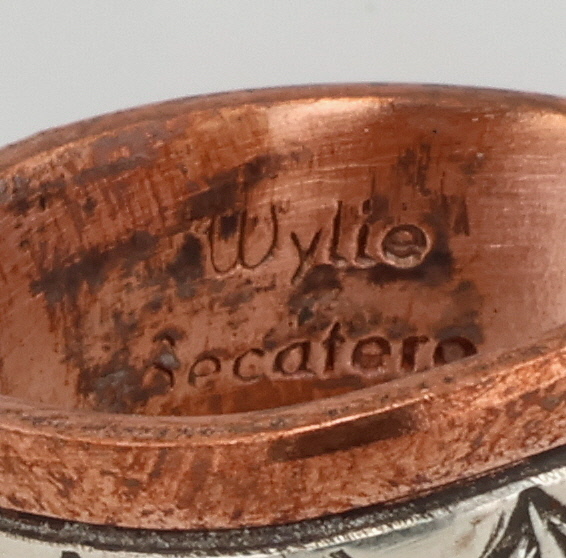 Wylie Secatero Navajo Copper Sterling Stamped Adjustable Ring