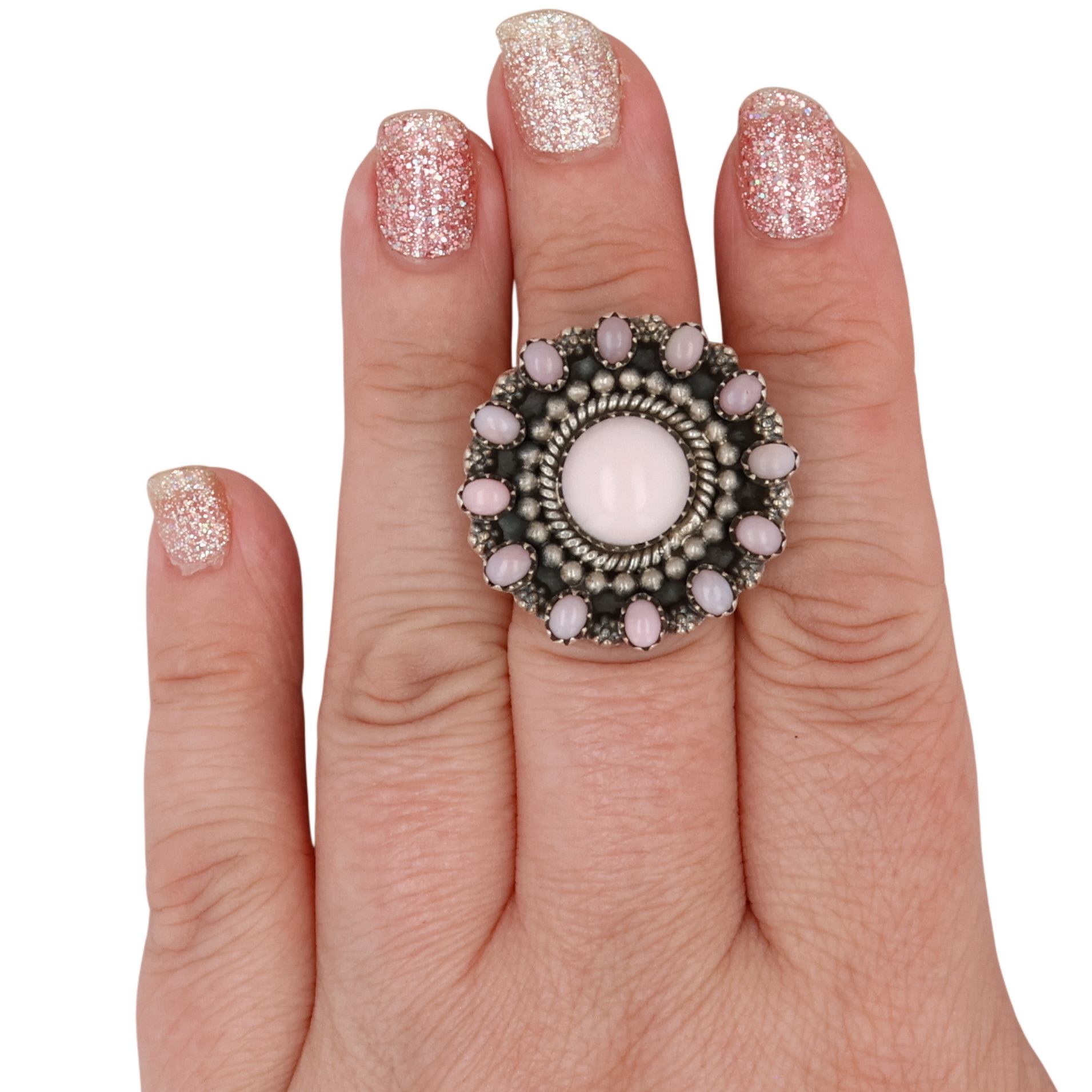 HaDa Collection Sterling Pink Conch Adjustable Ring