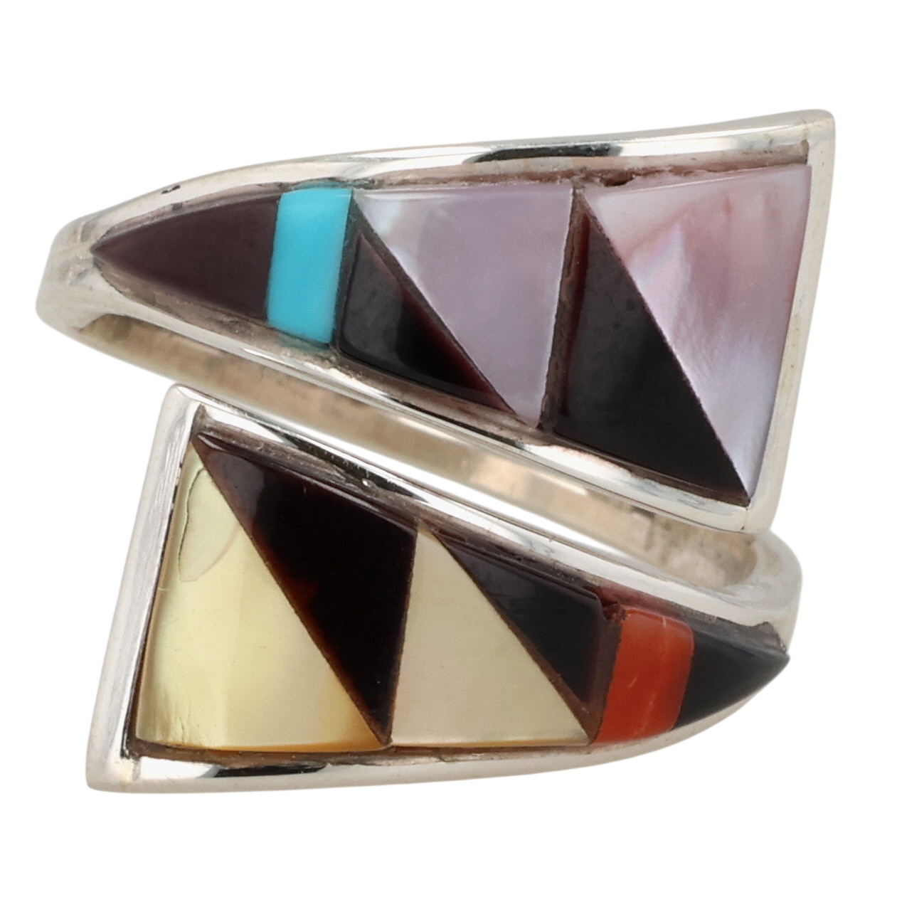 Tammie Qualo Zuni Sterling Multi-Stone Inlay Adjustable Ring