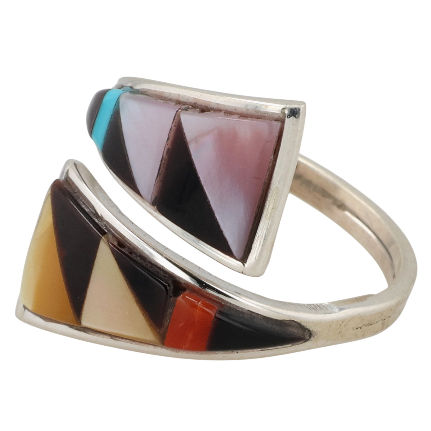 Tammie Qualo Zuni Sterling Multi-Stone Inlay Adjustable Ring