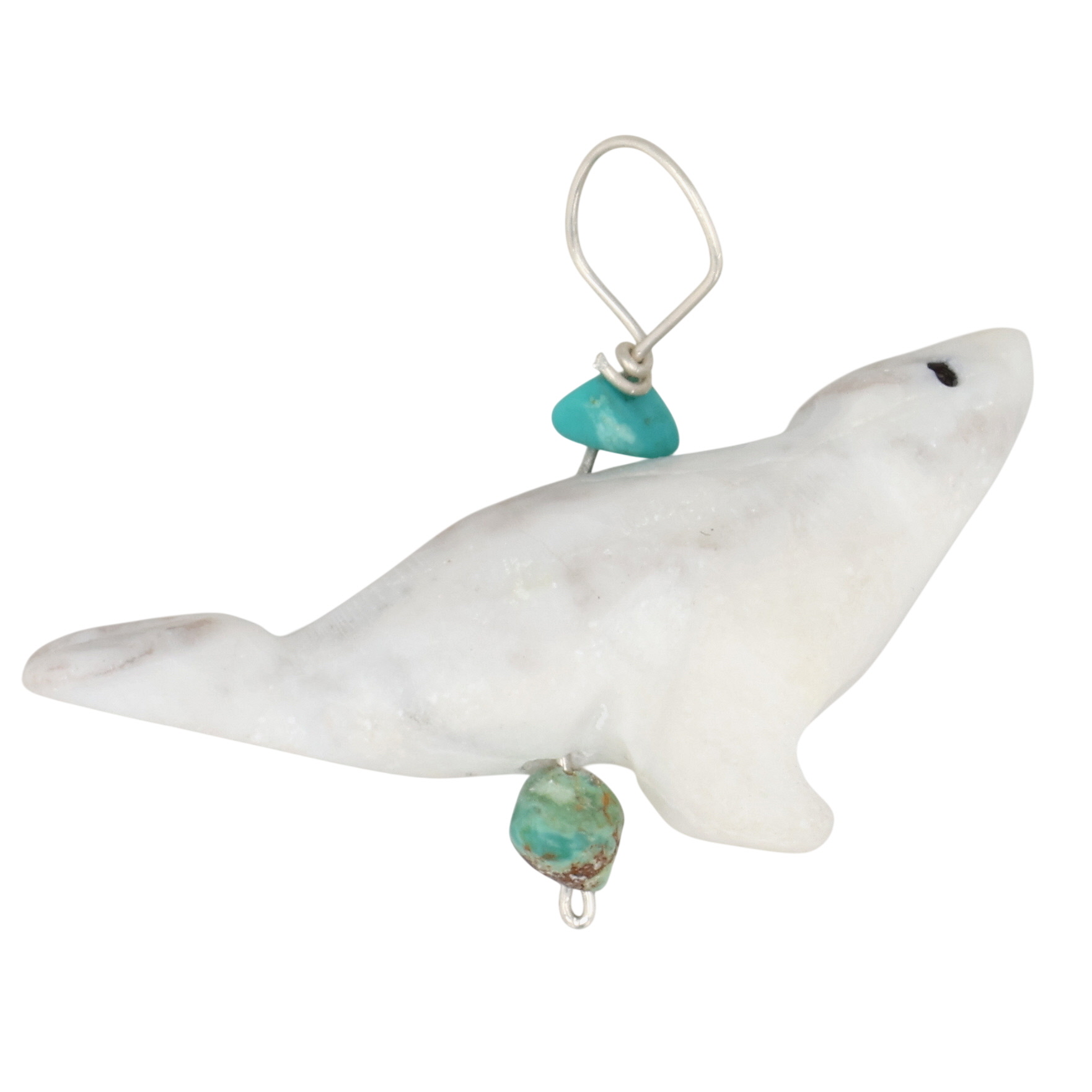 Allison White Navajo Sterling White Marble Turquoise Seal Pendant