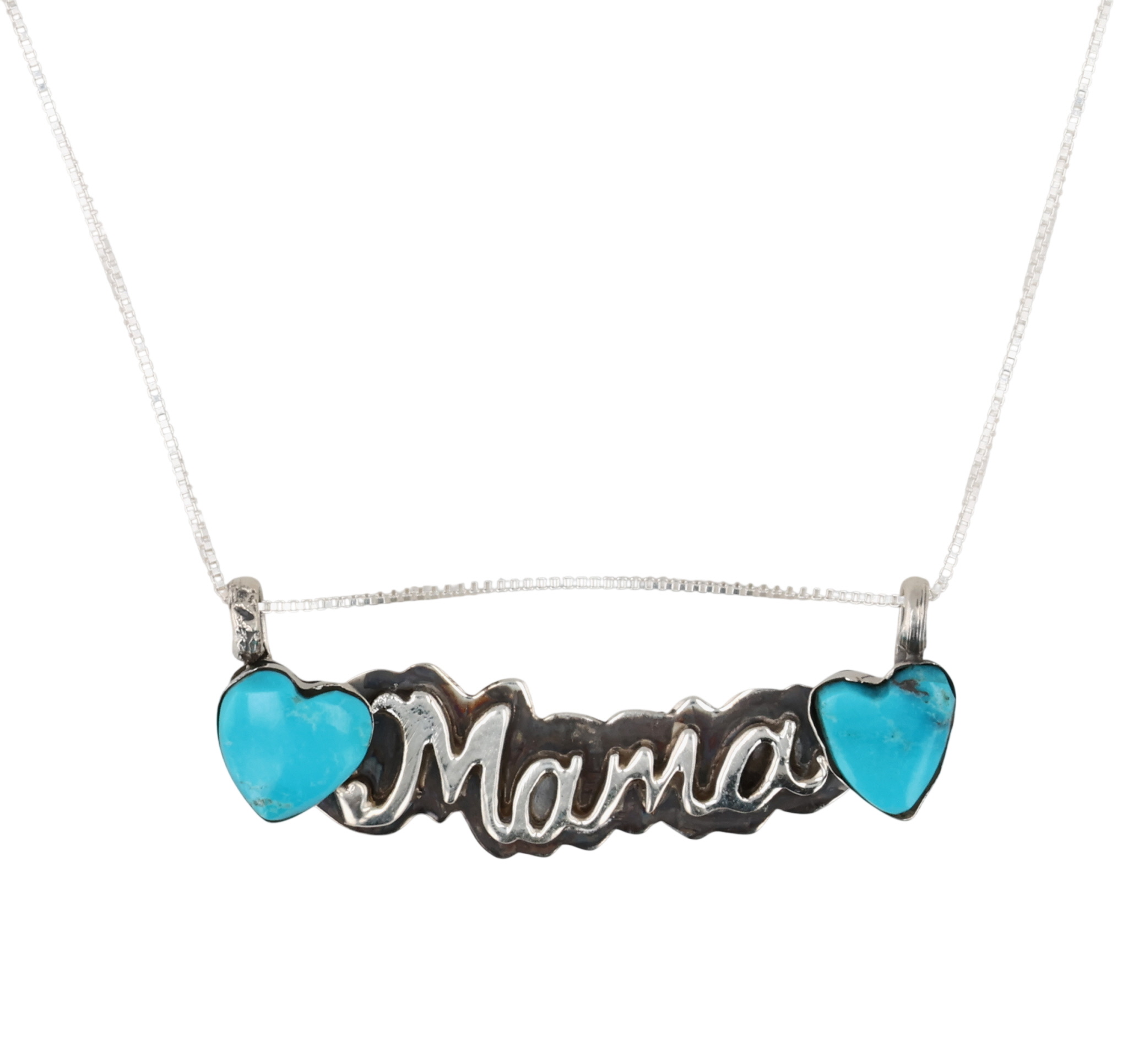 Myra Benally Navajo Kingman Turquoise Sterling Mama Necklace