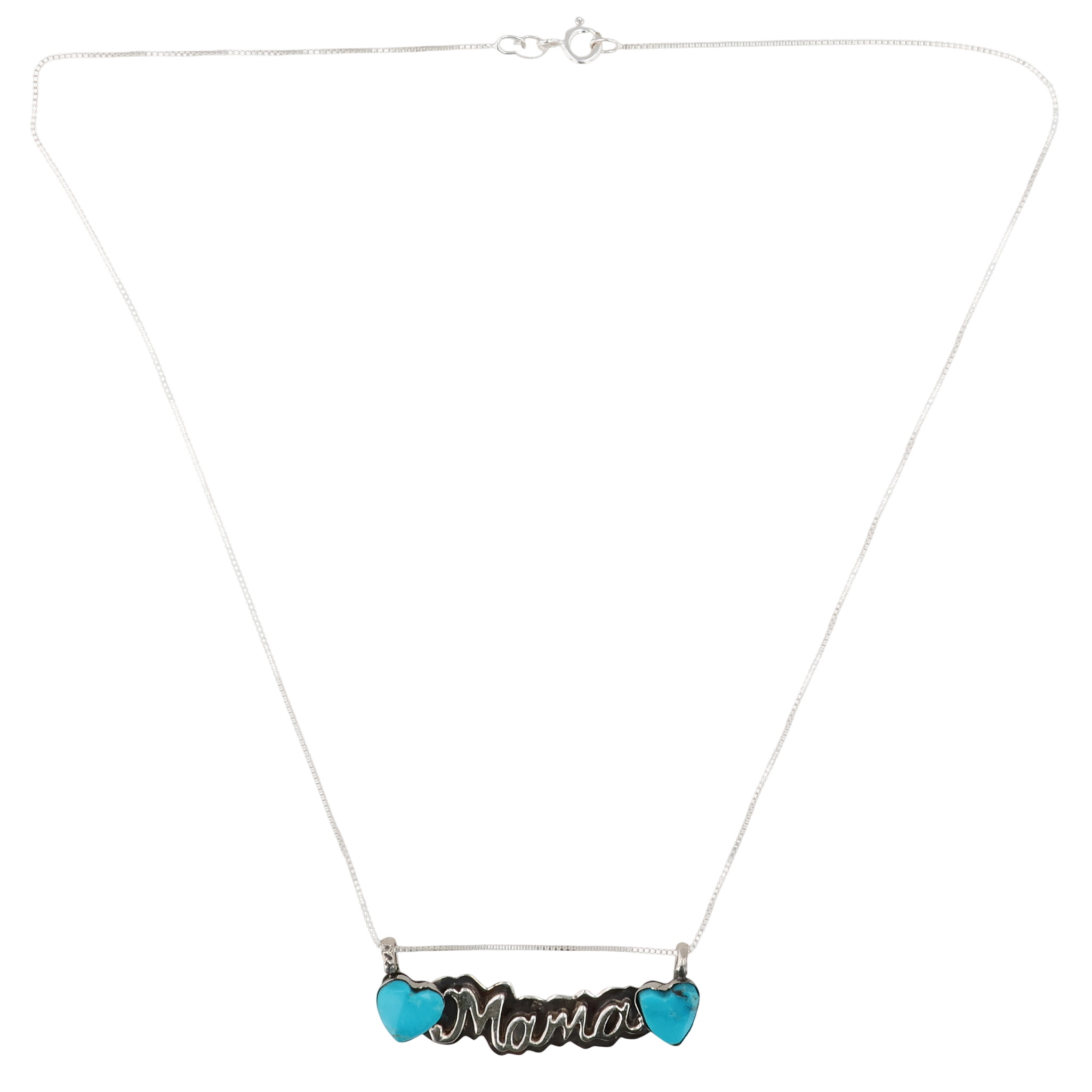 Myra Benally Navajo Kingman Turquoise Sterling Mama Necklace