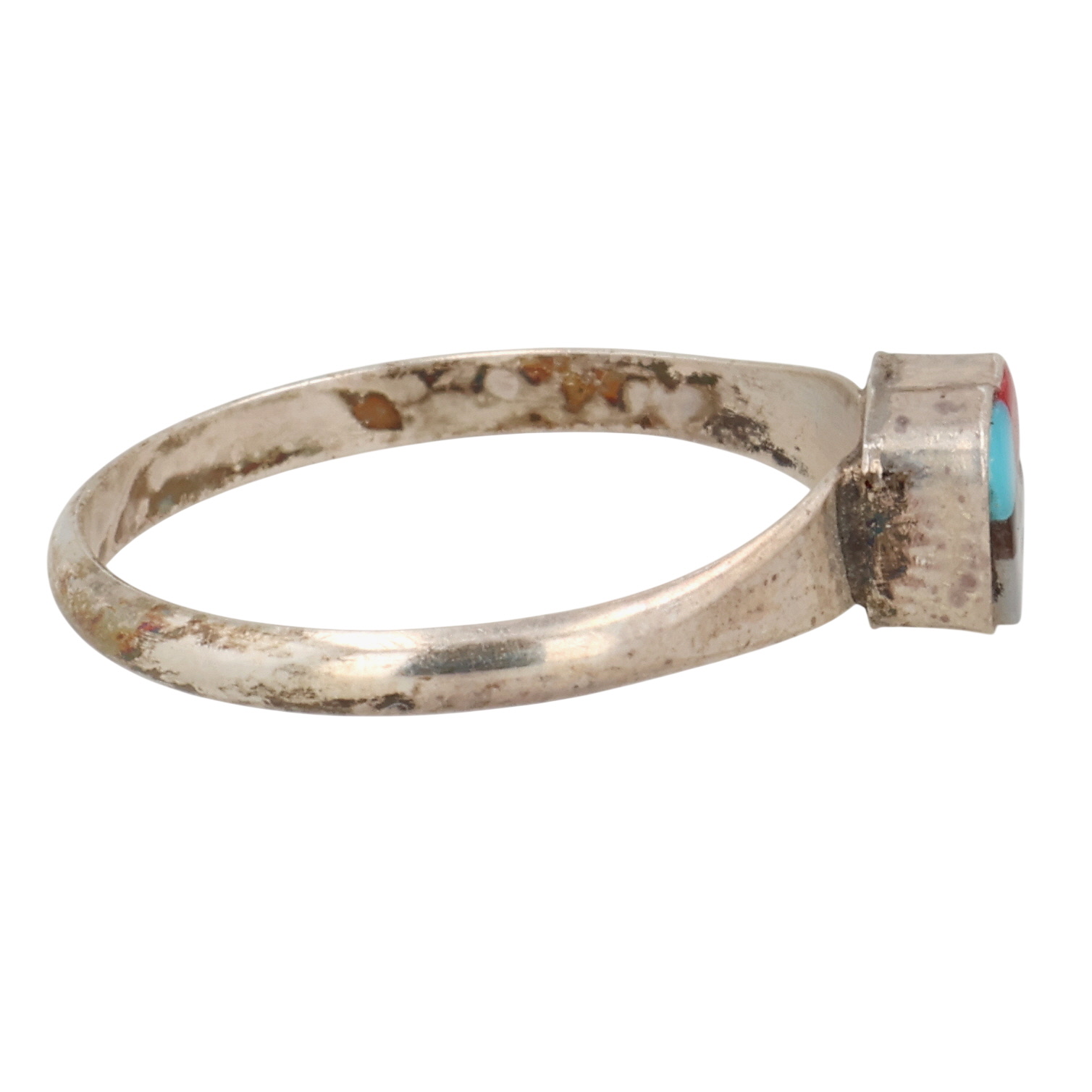 Donna Laslio Zuni Sterling Multi-Stone Inlay Sunface Ring Sz 4.5