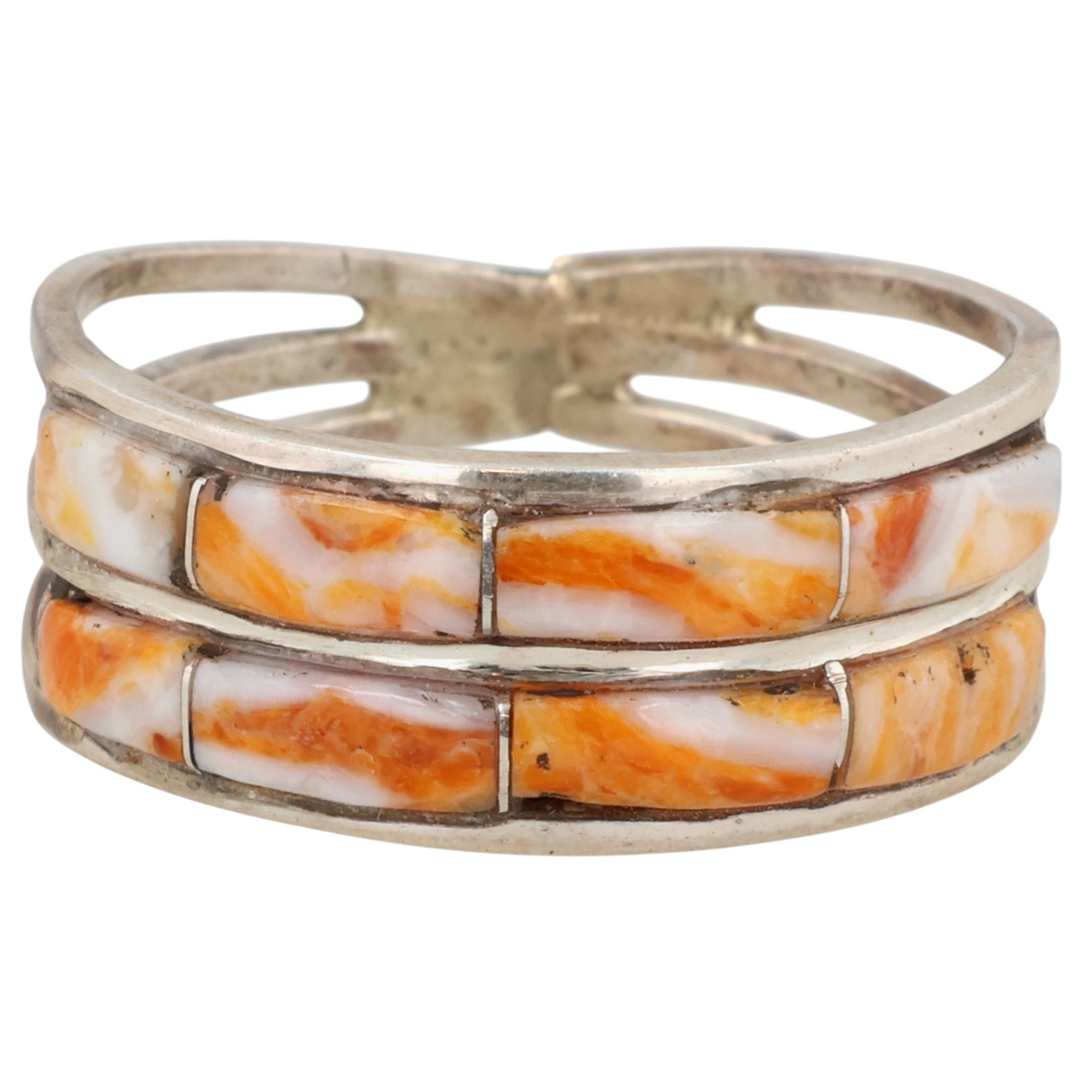 Debbie Johnson Navajo Sterling Spiny Oyster Ring Sz 8