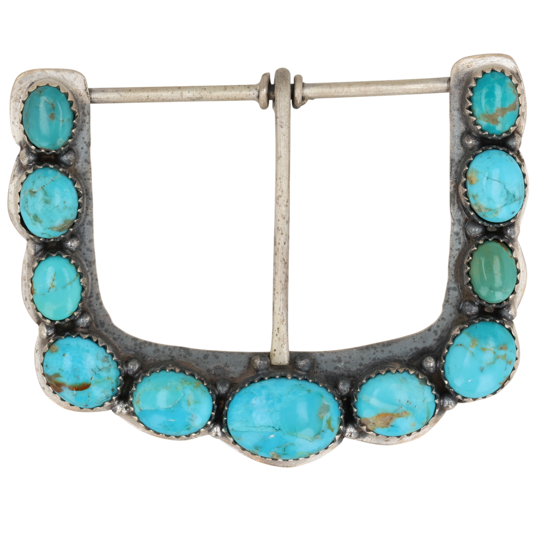 HaDa Collection Sterling Kingman Turquoise Belt Buckle