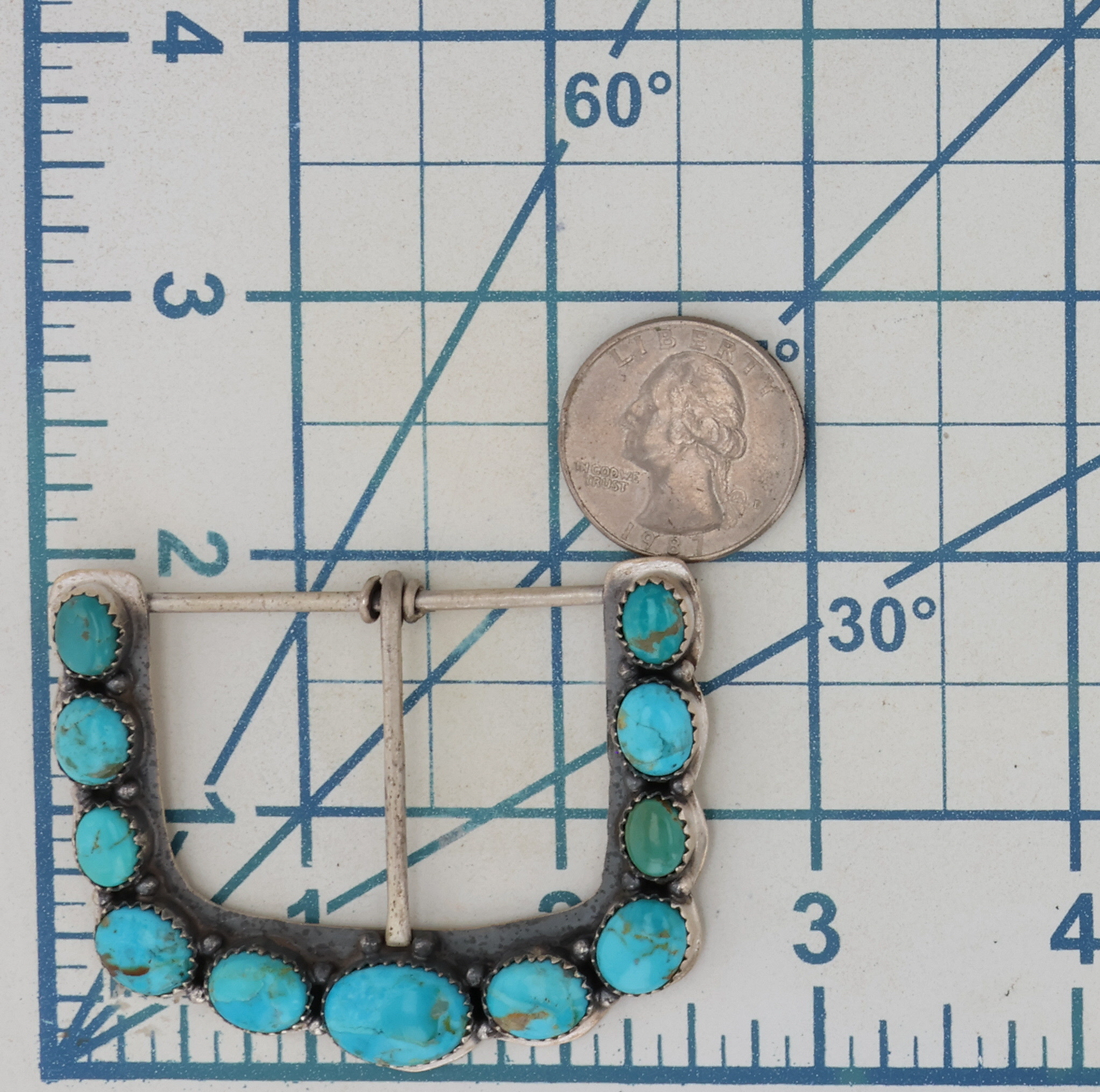 HaDa Collection Sterling Kingman Turquoise Belt Buckle