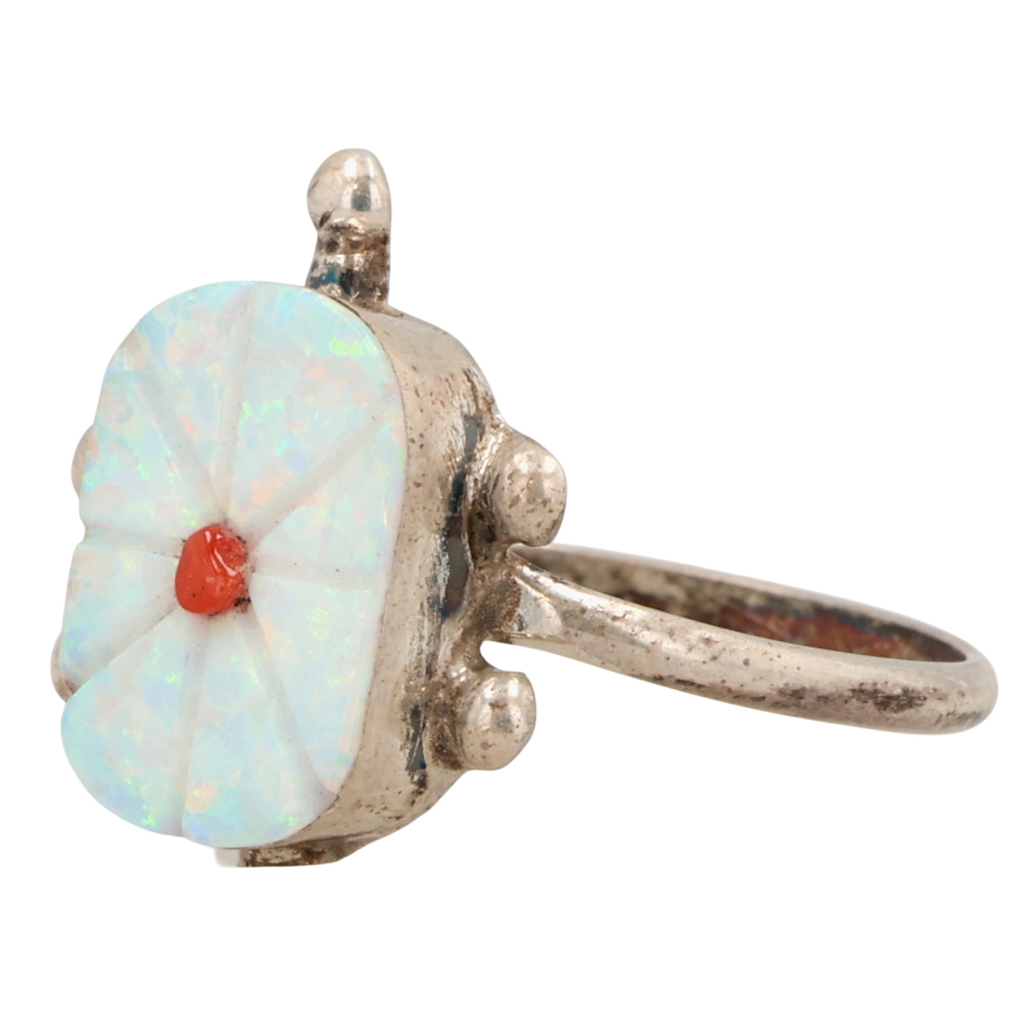 Sarah Bowannie Zuni Sterling Opal Turtle Ring Sz 6