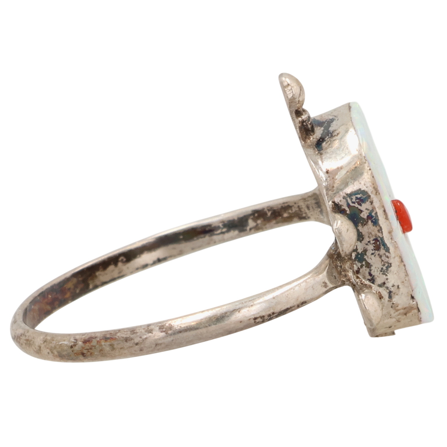 Sarah Bowannie Zuni Sterling Opal Turtle Ring Sz 6