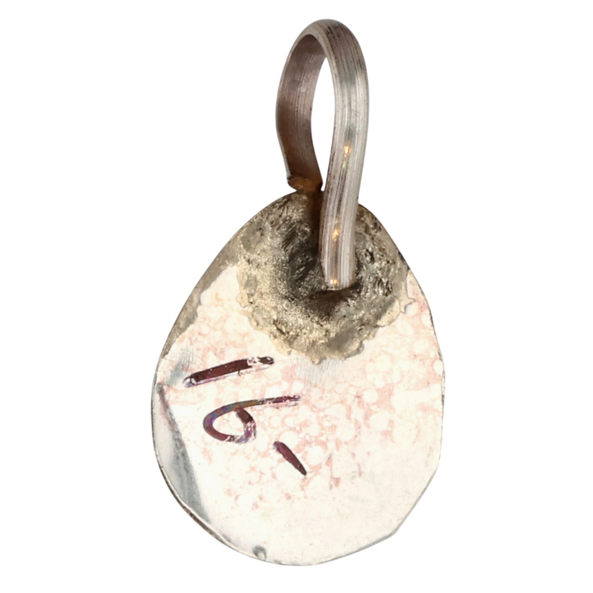 Esther White Navajo Sterling Coral Bear Paw Pendant
