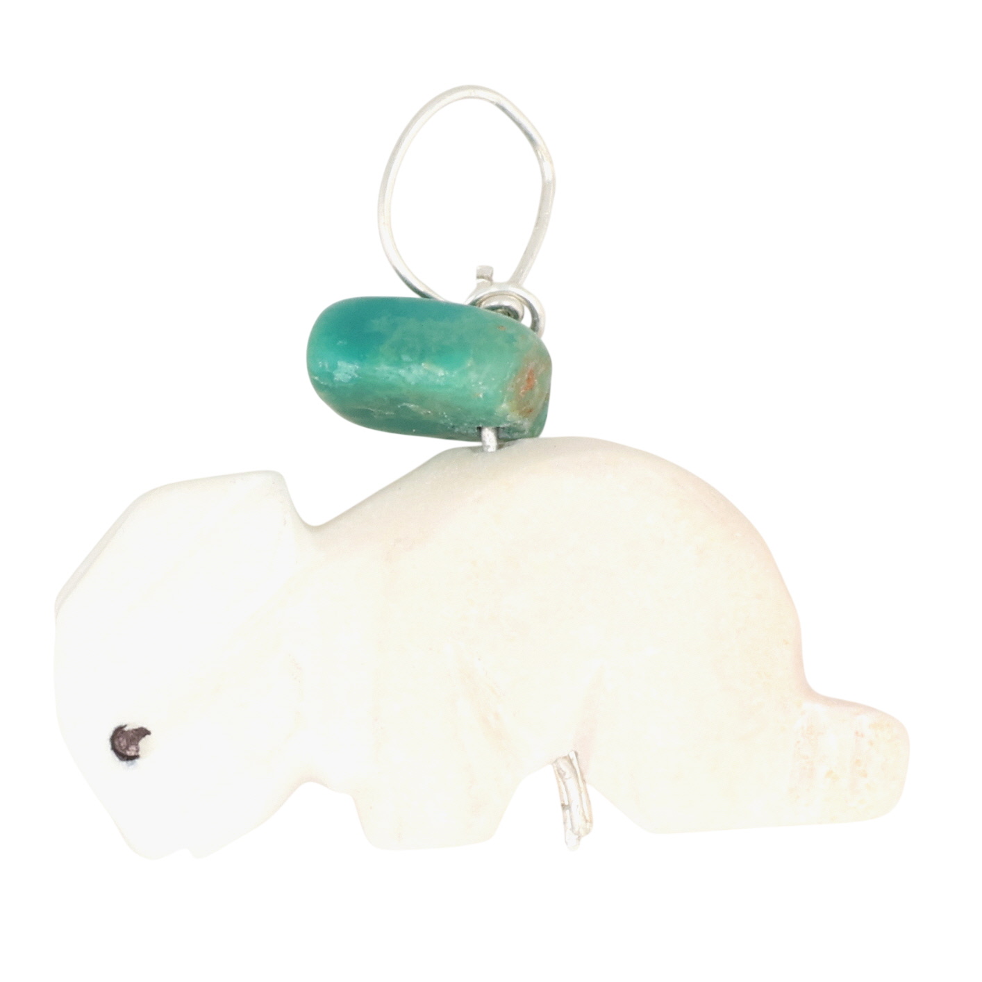 Allison White Navajo Sterling Multi-Stone Carved Rabbit Pendant