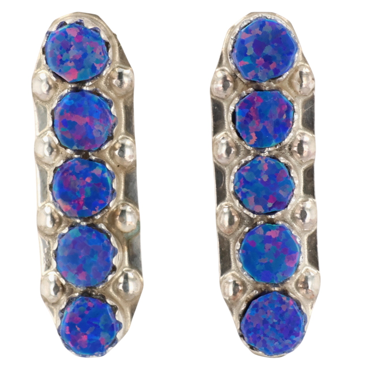Swain Charley Zuni Sterling Opal Earrings