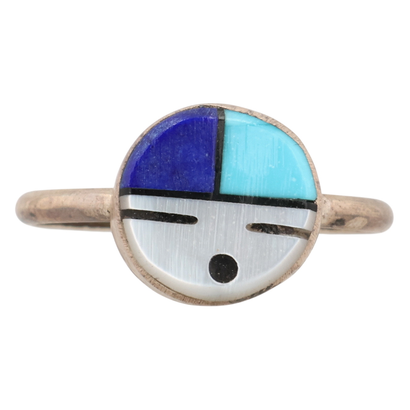 Emerson Vallo Zuni Sterling Multi-Stone Inlay Sunface Ring Sz 5