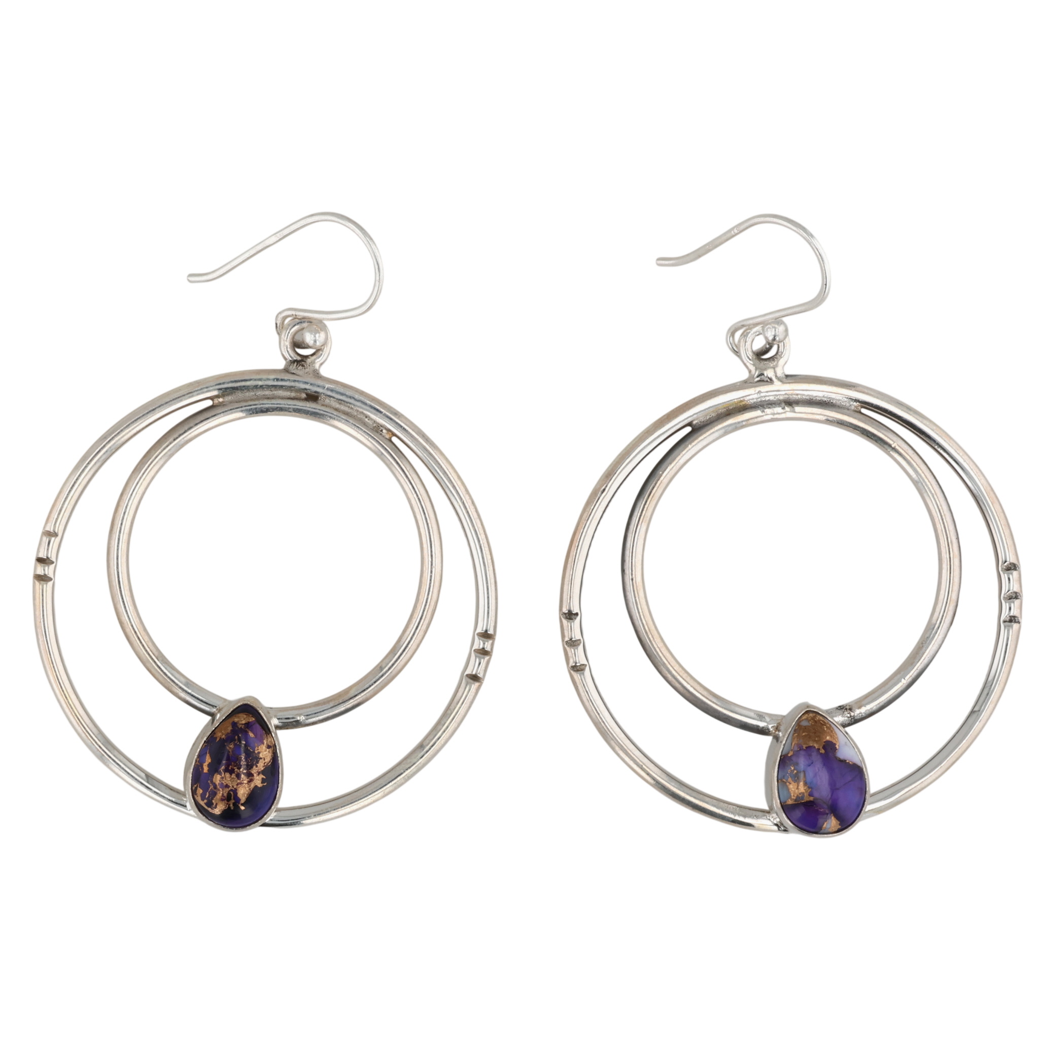 HaDa Collection Sterling Violet Rose Dahlia Hoop Earrings