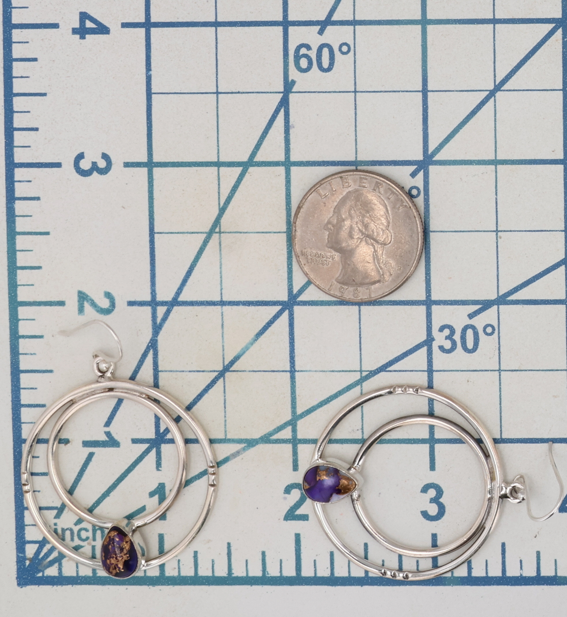 HaDa Collection Sterling Violet Rose Dahlia Hoop Earrings