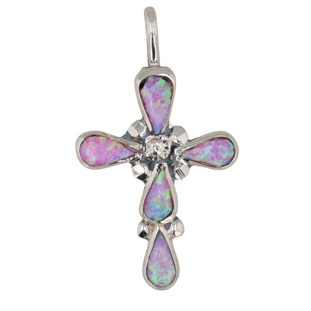 Lot 166: Bryce Vacit Zuni Sterling Opal Cross Pendant