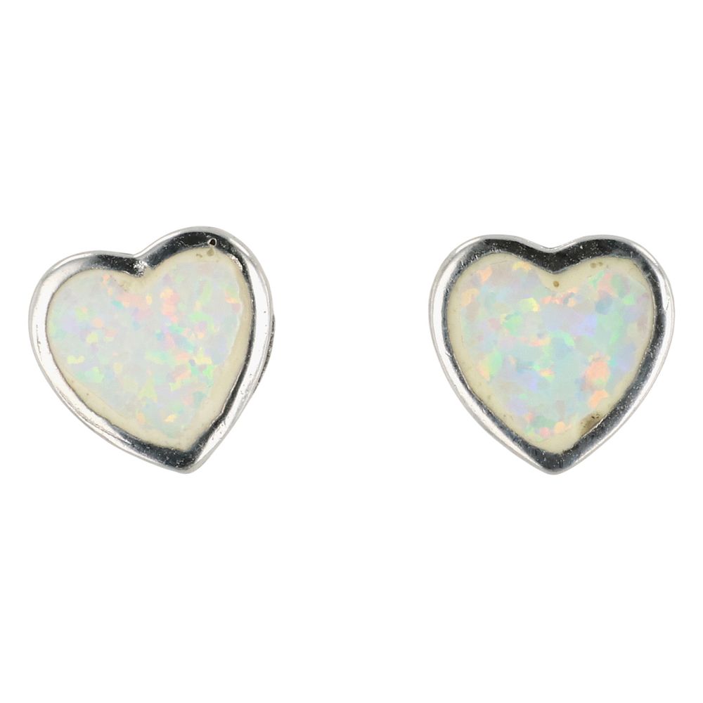 Lot 173: Southwest Sterling Opal Heart Earrings