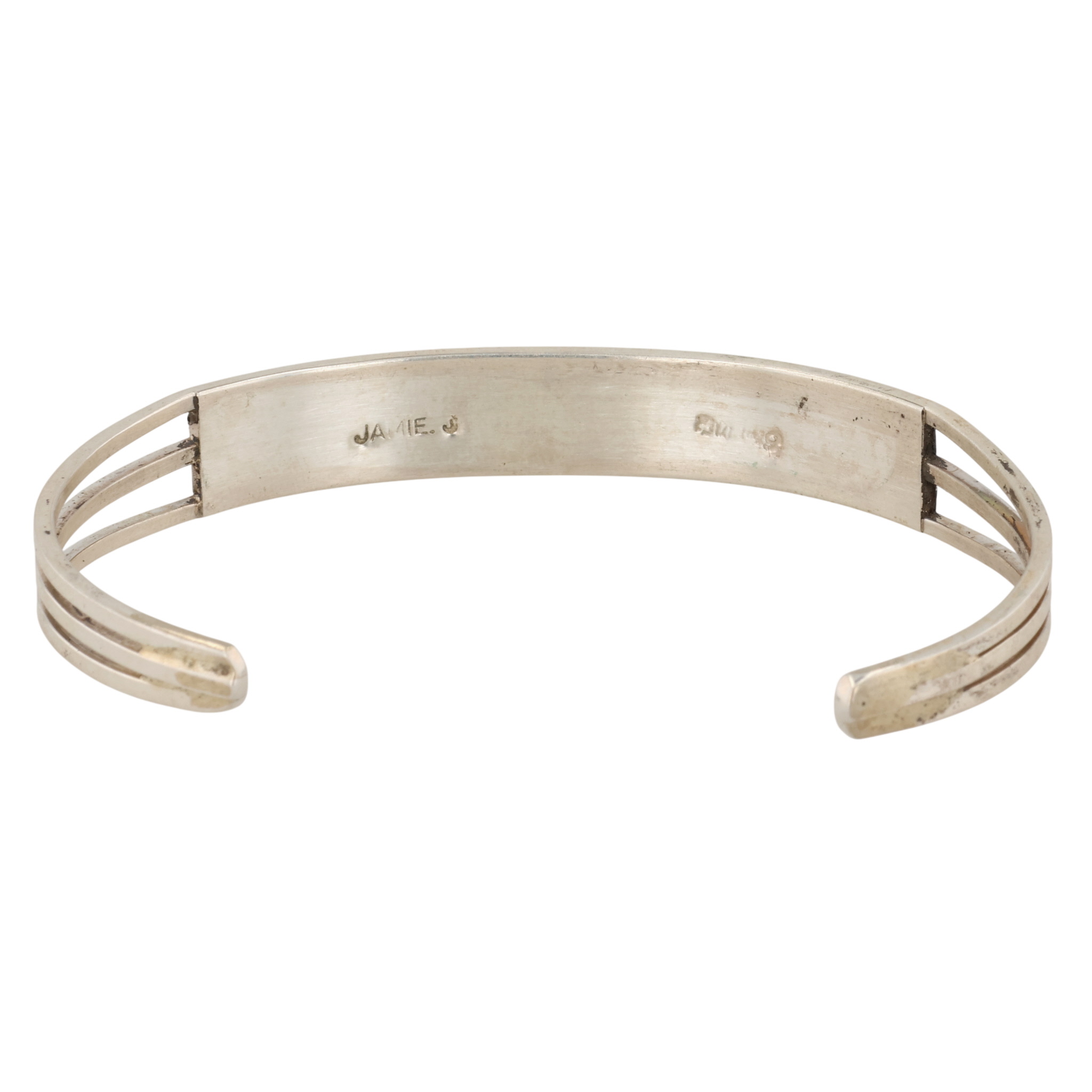 Jamie Johnson Navajo Sterling Opal Inlay Row Cuff Bracelet