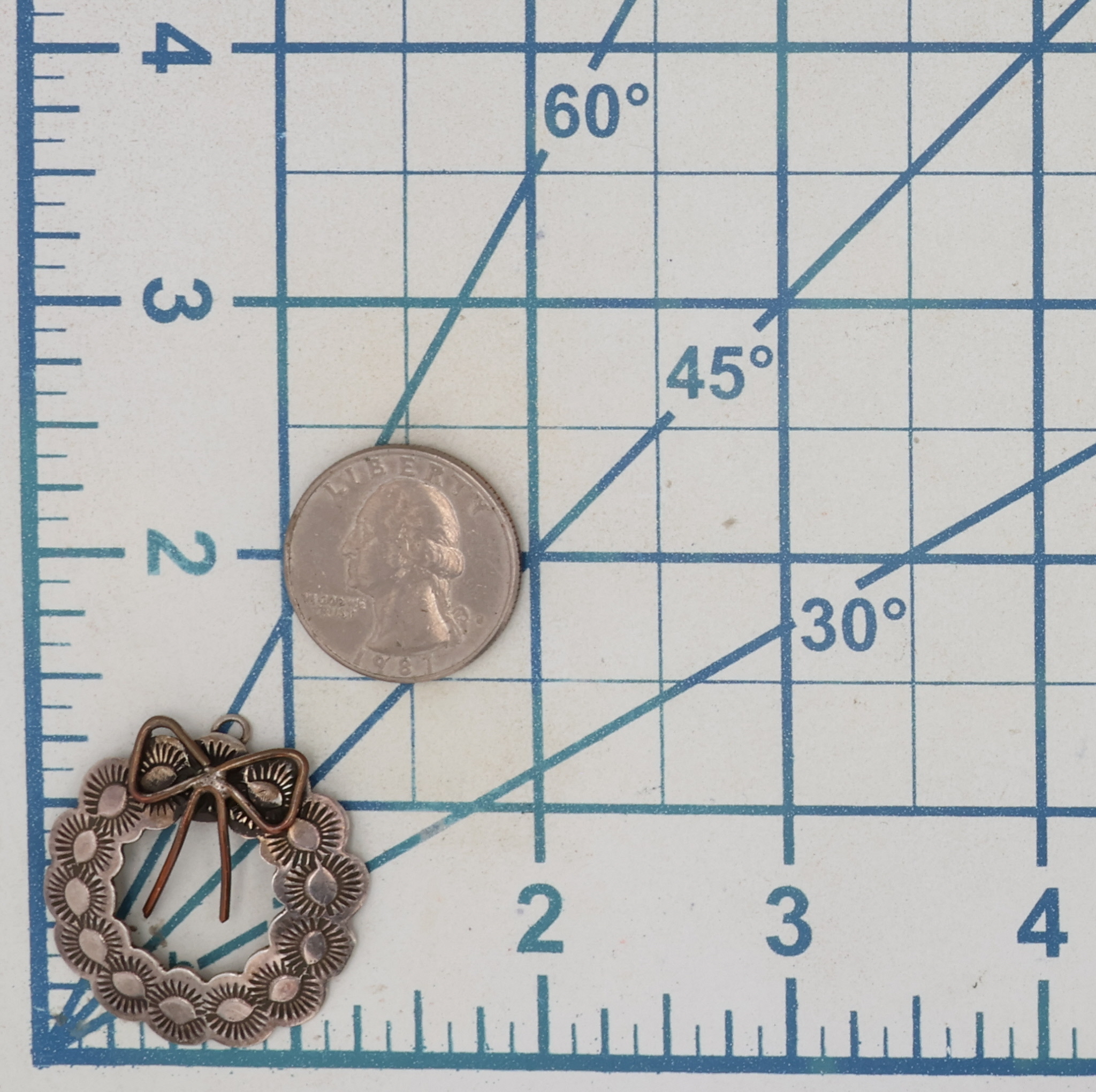 Vintage Signed Navajo Sterling Stamped Wreath Pendant