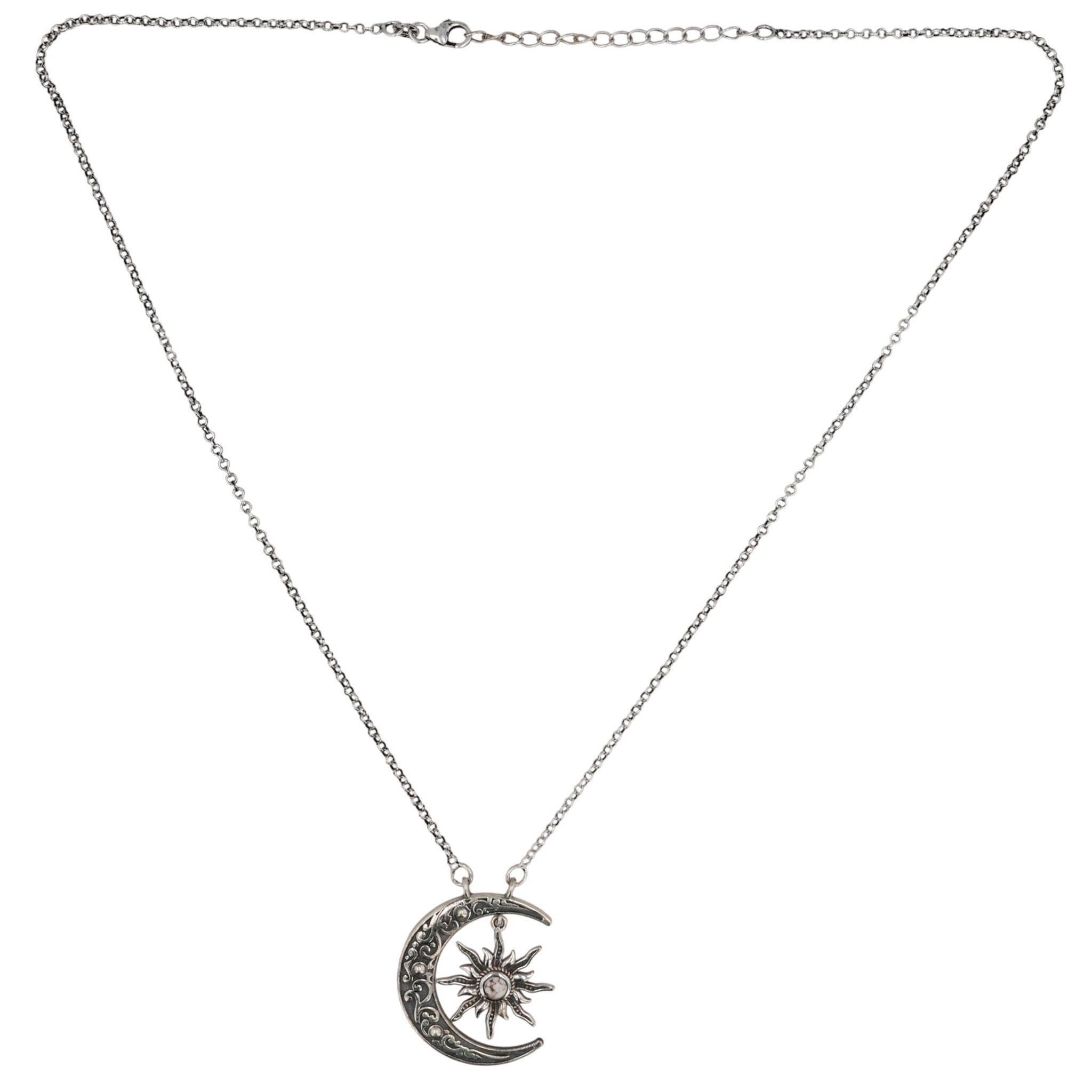 HaDa Collection Sterling Wild Horse Magnesite Crescent Moon Necklace