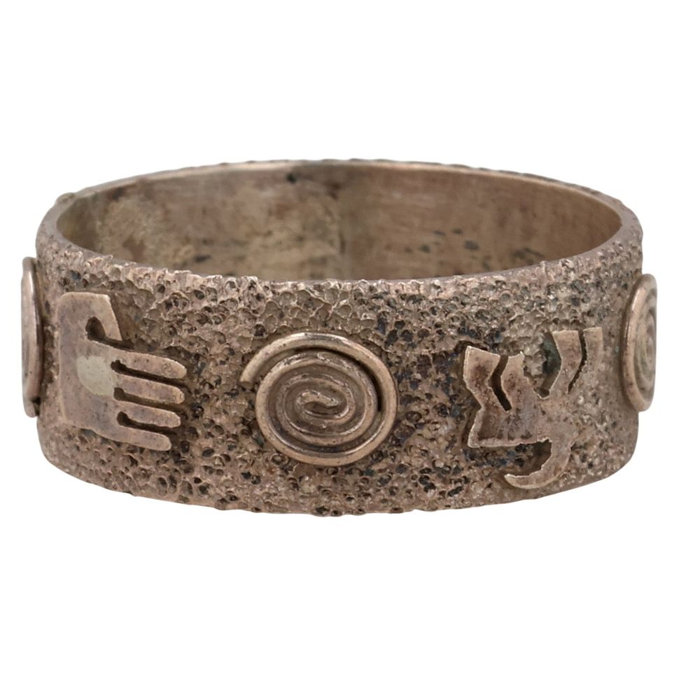 Lot 182: Scott Skeets Navajo Sterling Petroglyph Ring Sz 6.5