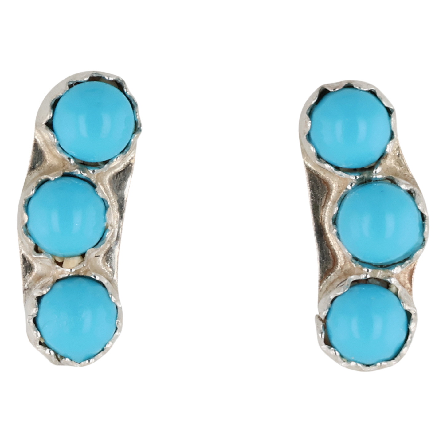 Janice Spencer Zuni Sterling Kingman Turquoise Earrings