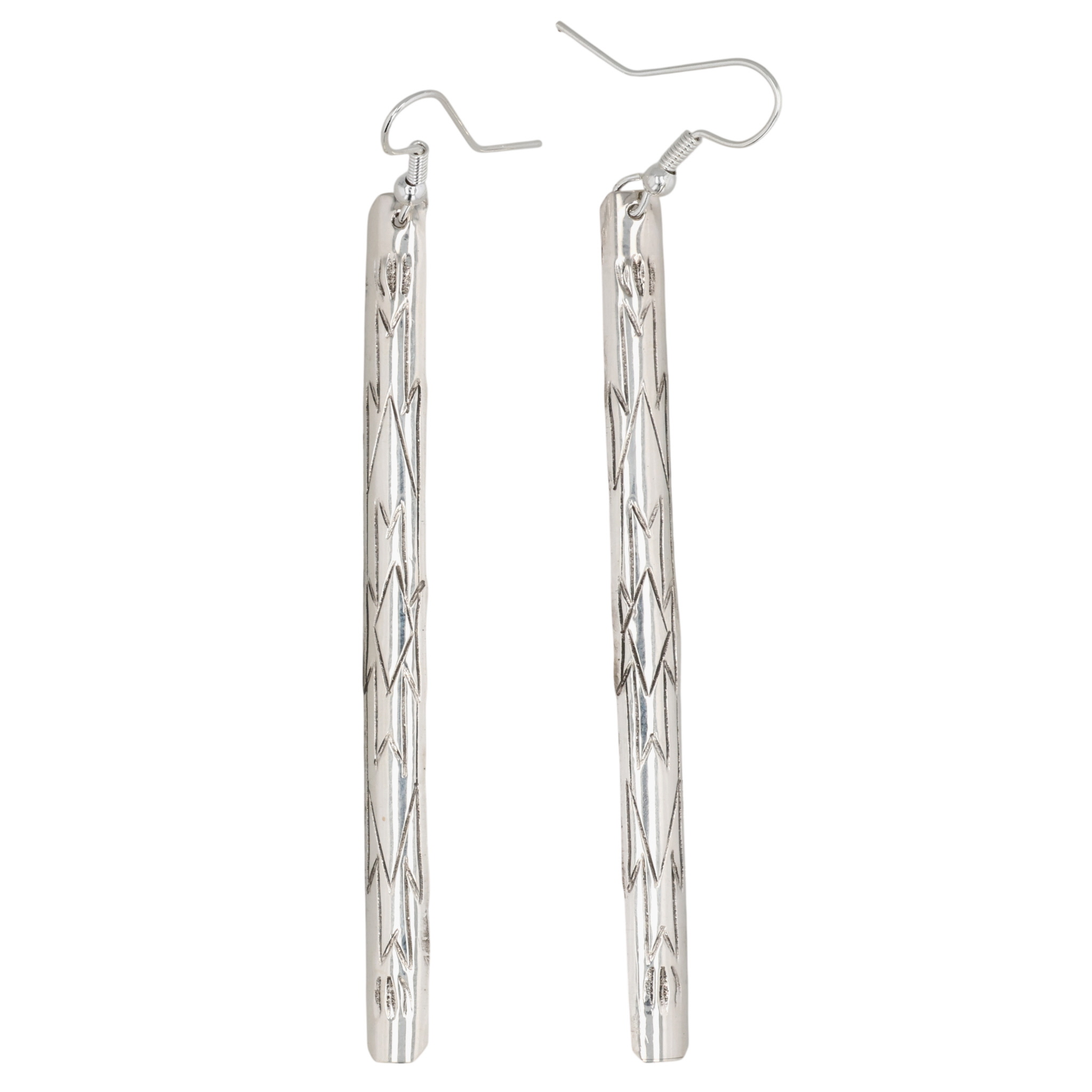 Florence Tahe Navajo Sterling Stamped Bar Earrings