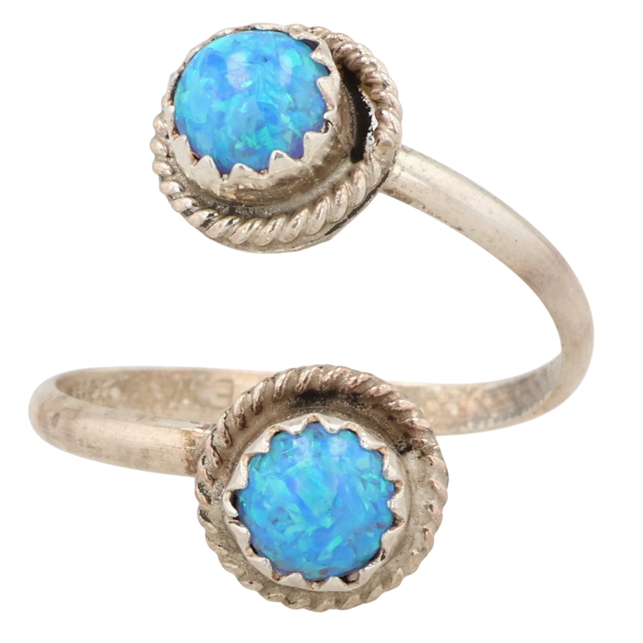 Esther White Navajo Sterling Opal Adjustable Ring