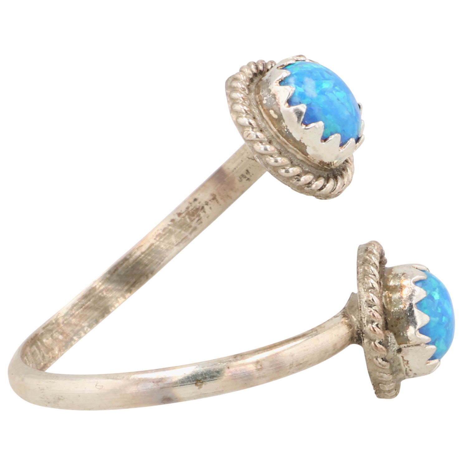 Esther White Navajo Sterling Opal Adjustable Ring